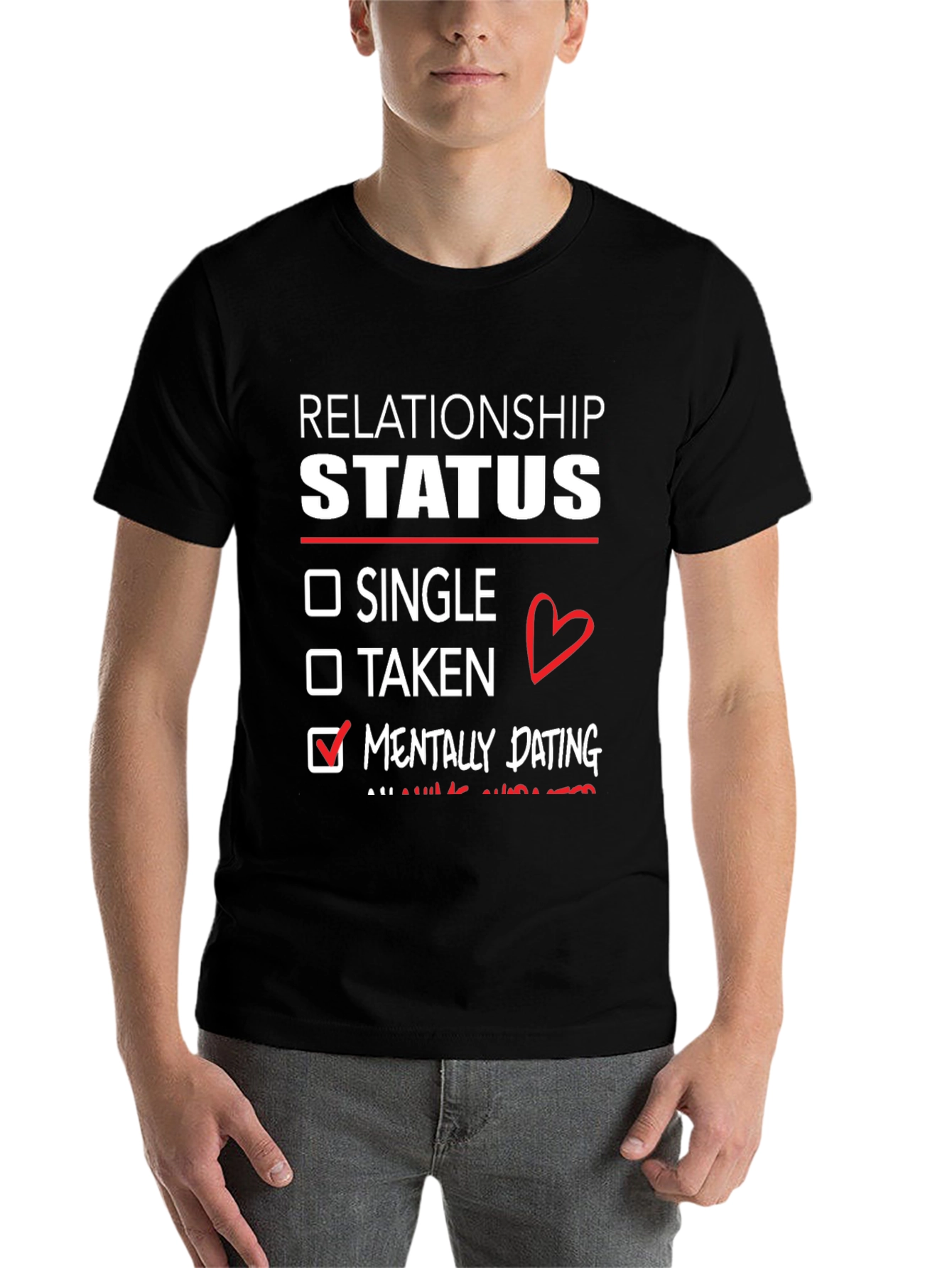Black Relationship Status Mentally Dating T-Shirt view 7