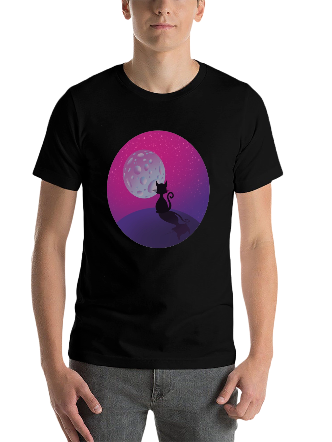 Black Black Cat Moon T-Shirt view 7
