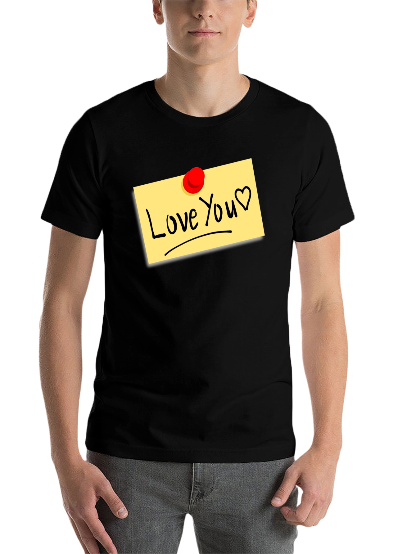 Black Love You Note Black T-Shirt view 7