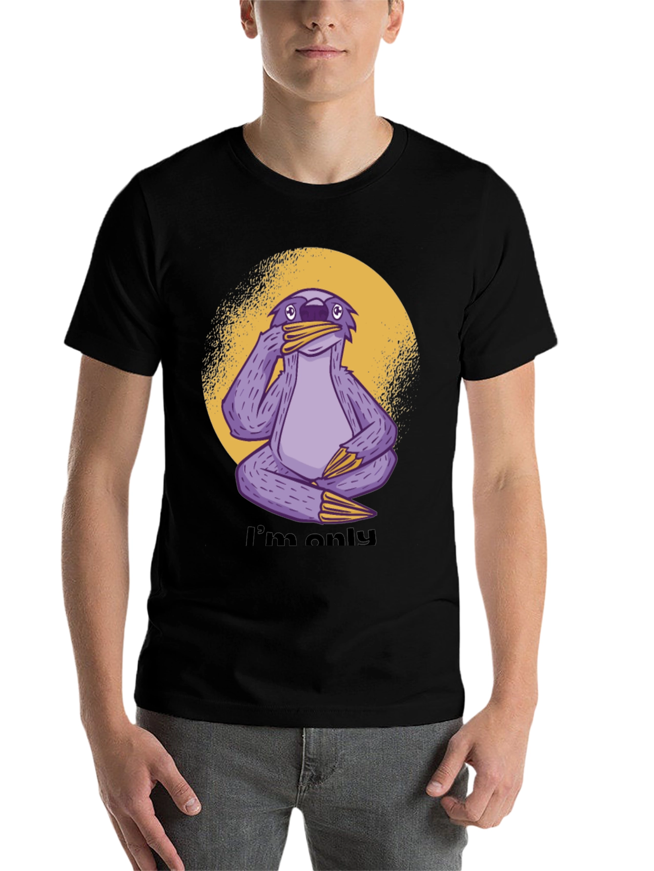 Black Funny Sloth Graphic T-Shirt - I'm Only... view 7