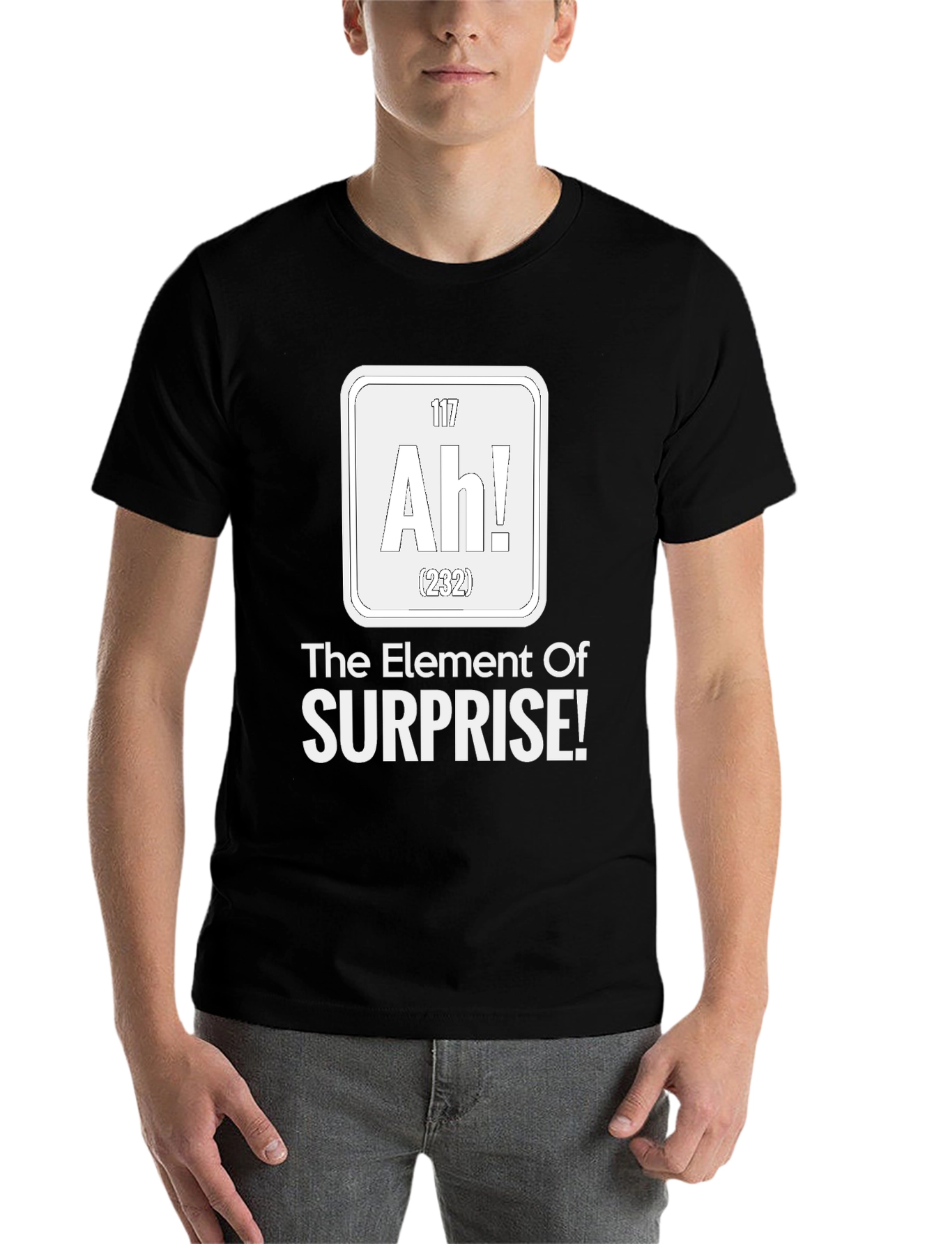 Black The Element of Surprise Funny Science T-Shirt view 7