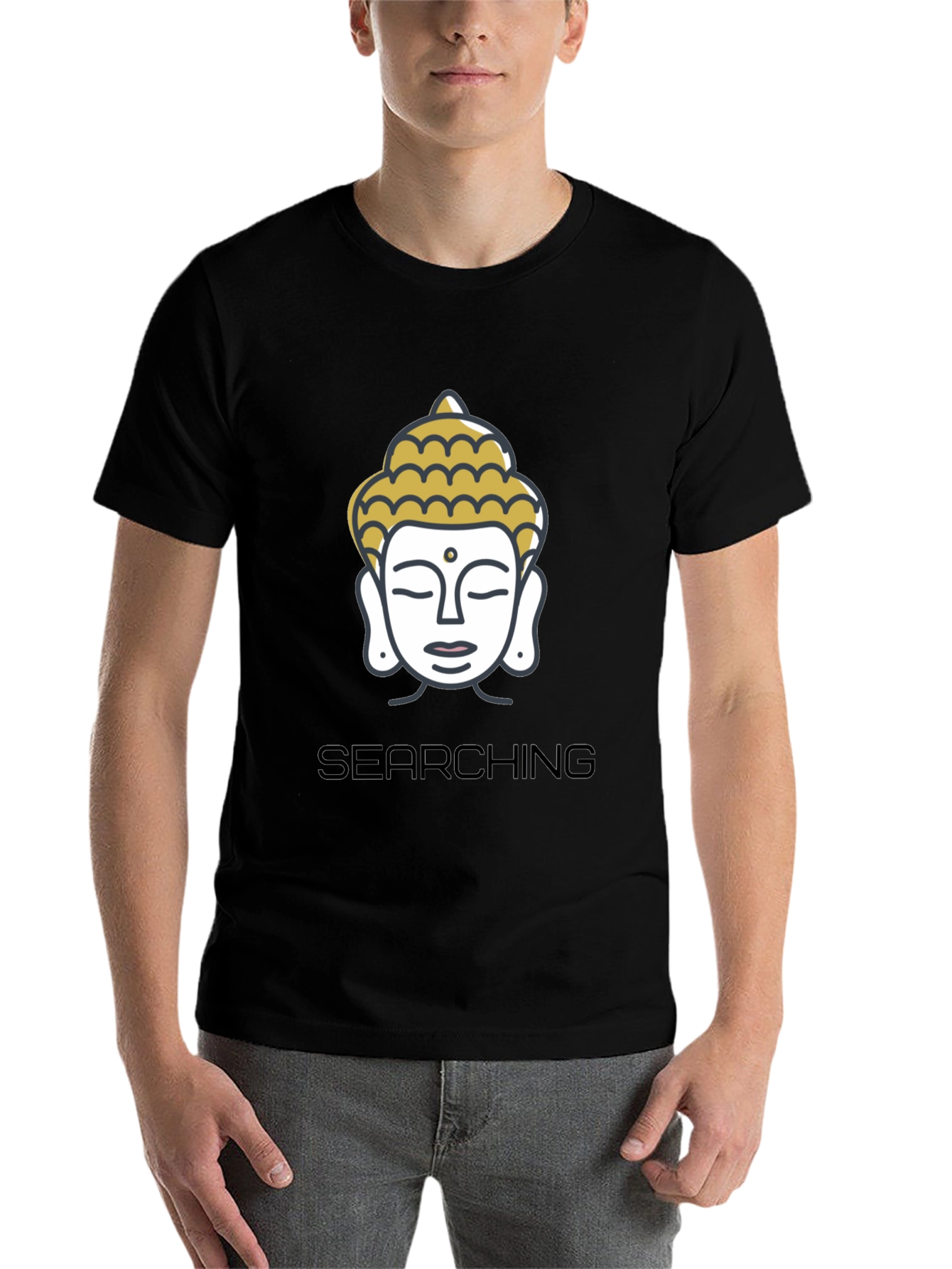 Black Searching Buddha Black Graphic Tee view 7