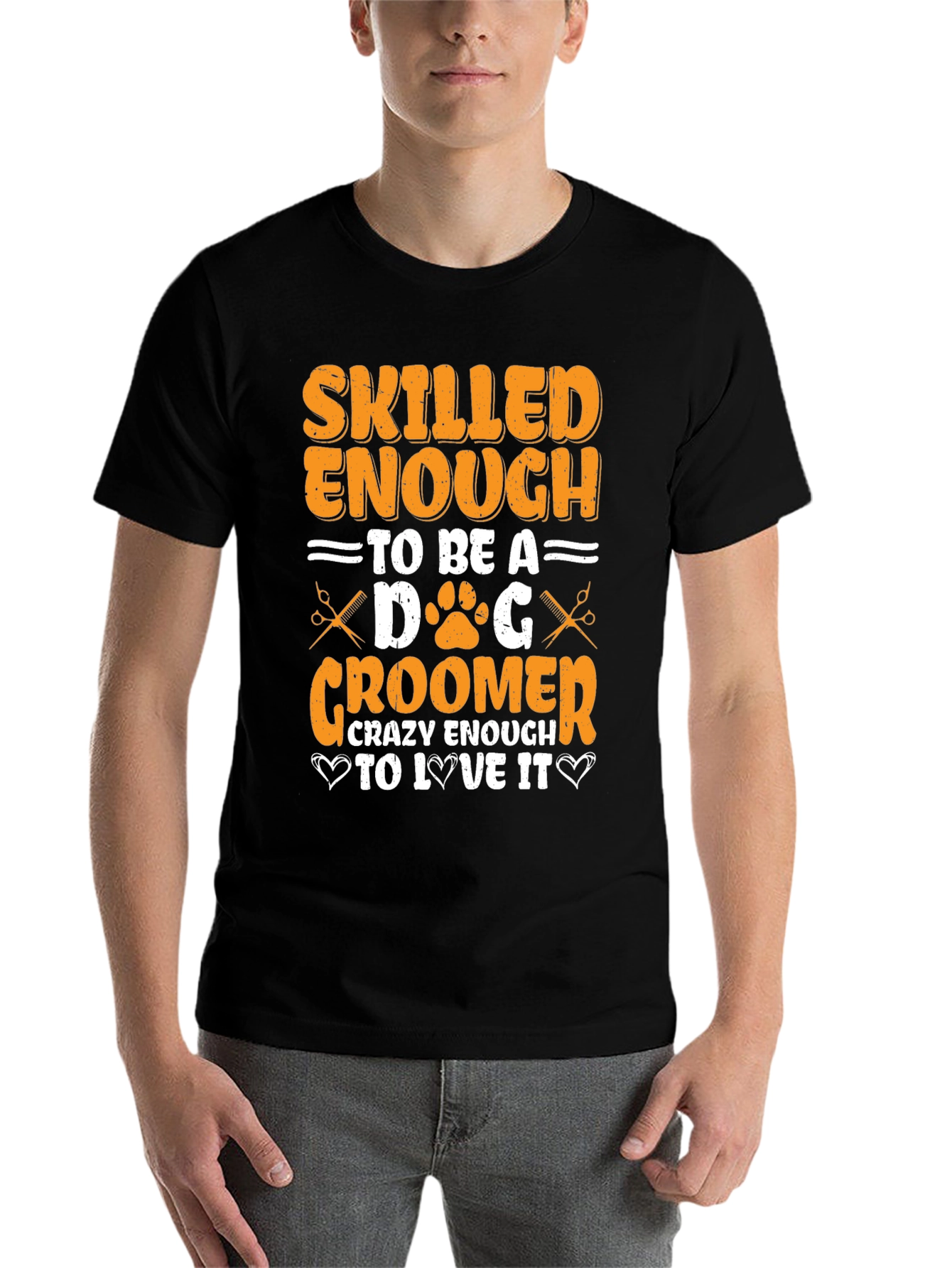 Black Skilled Dog Groomer T-Shirt - Unique Gift Idea view 7