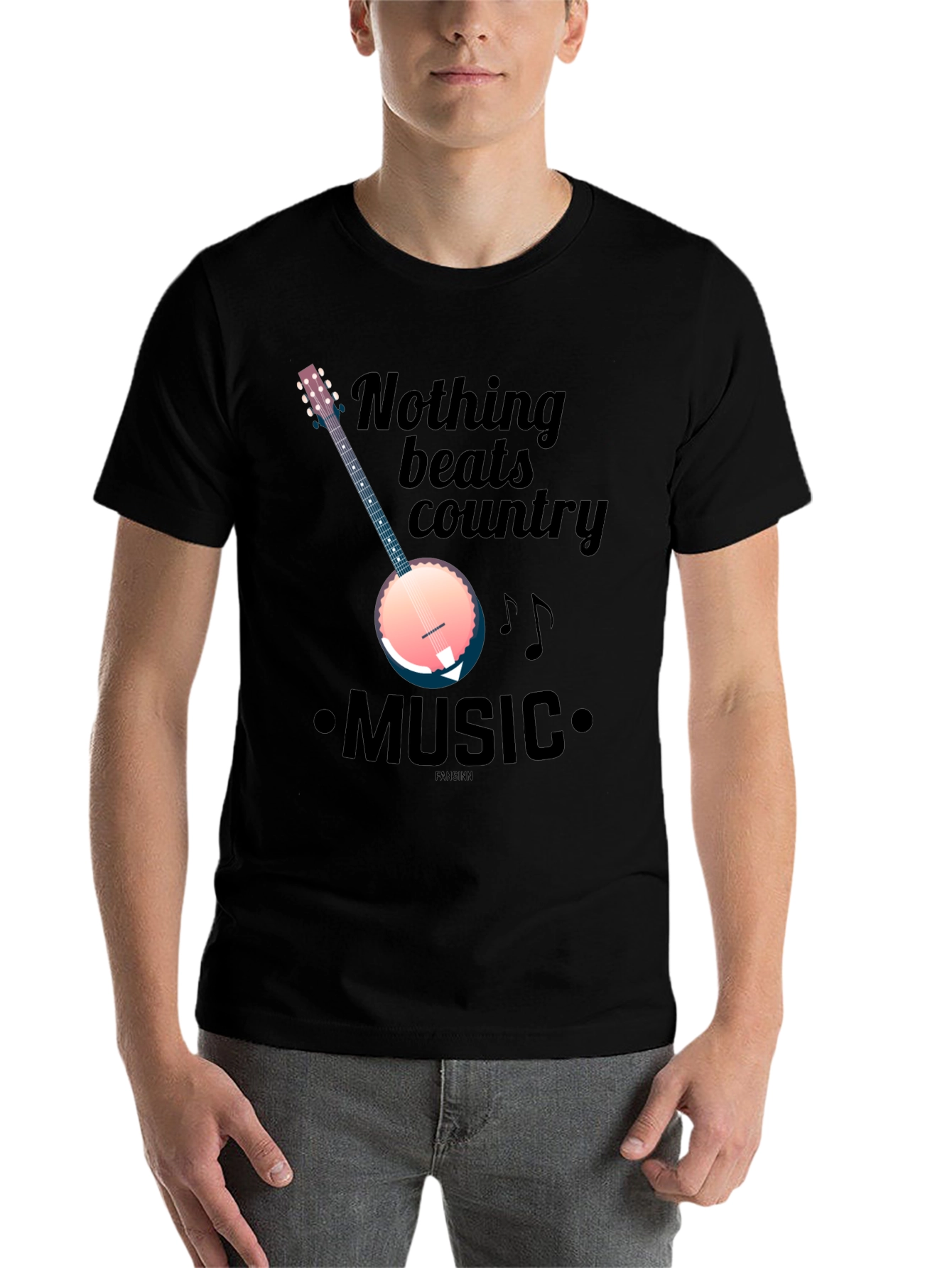 Black Country Music Banjo Graphic T-Shirt view 7