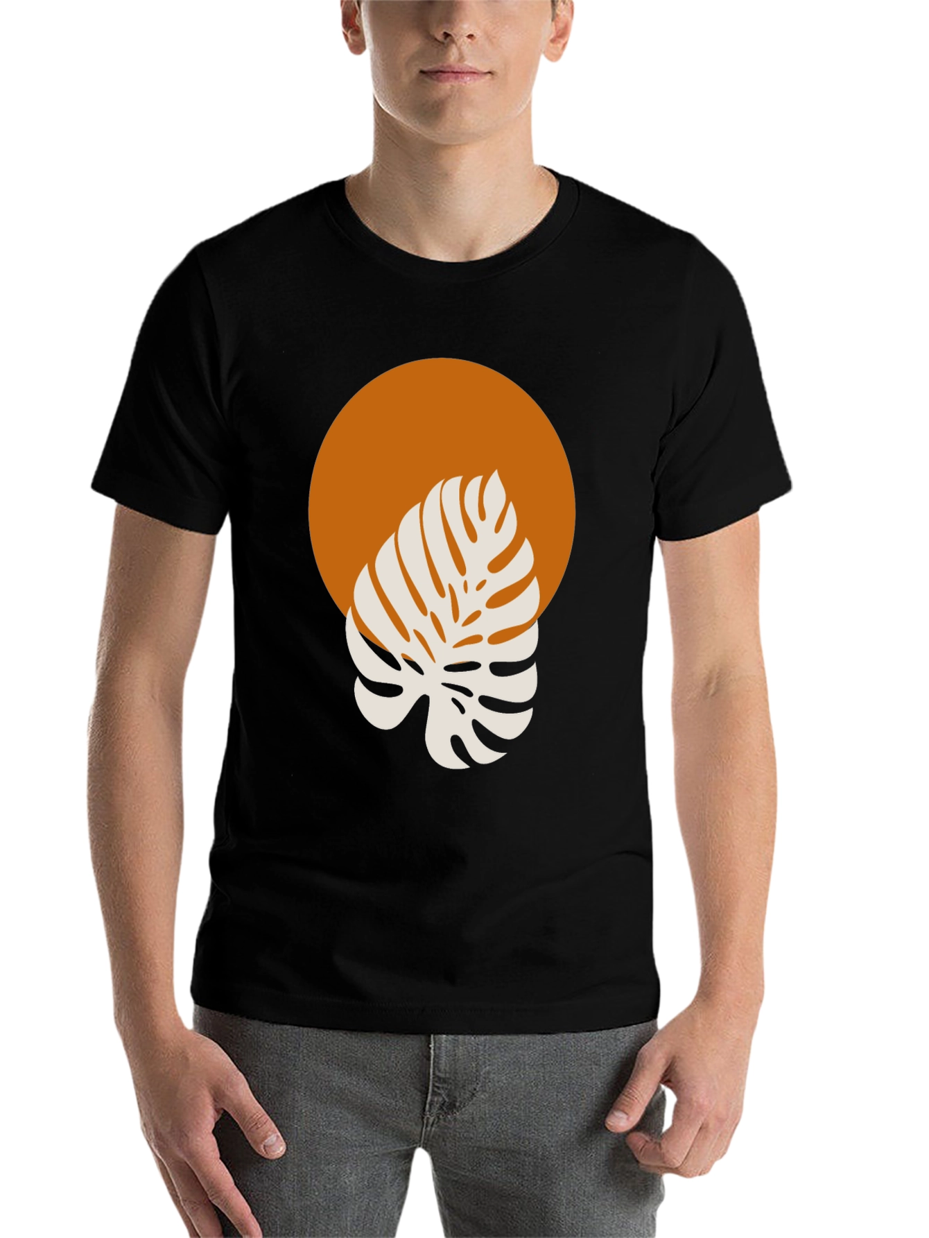 Black Monstera Graphic Tee - Modern Tropical Style view 7