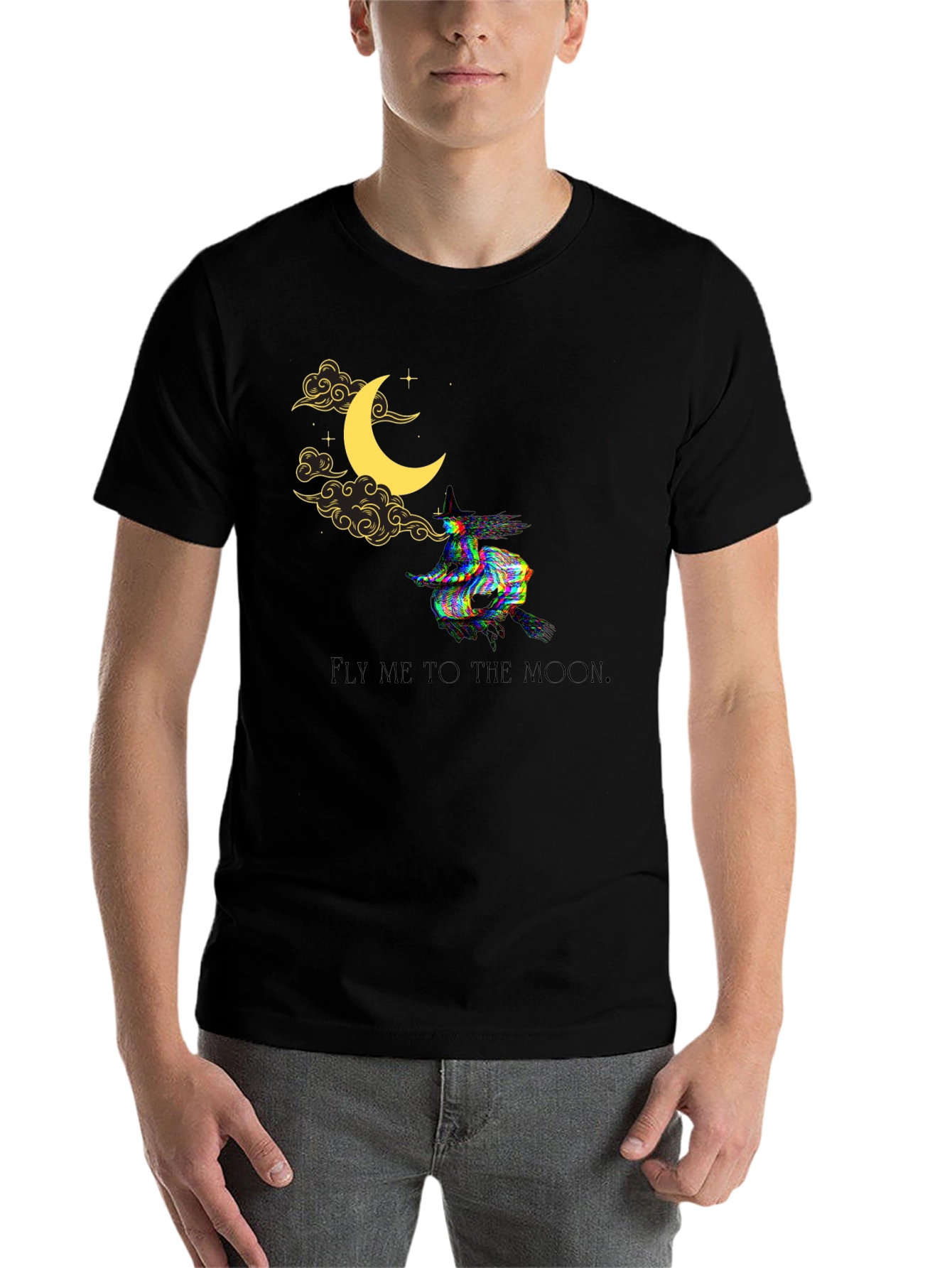 Black Fly Me to the Moon Witch Graphic Tee view 7