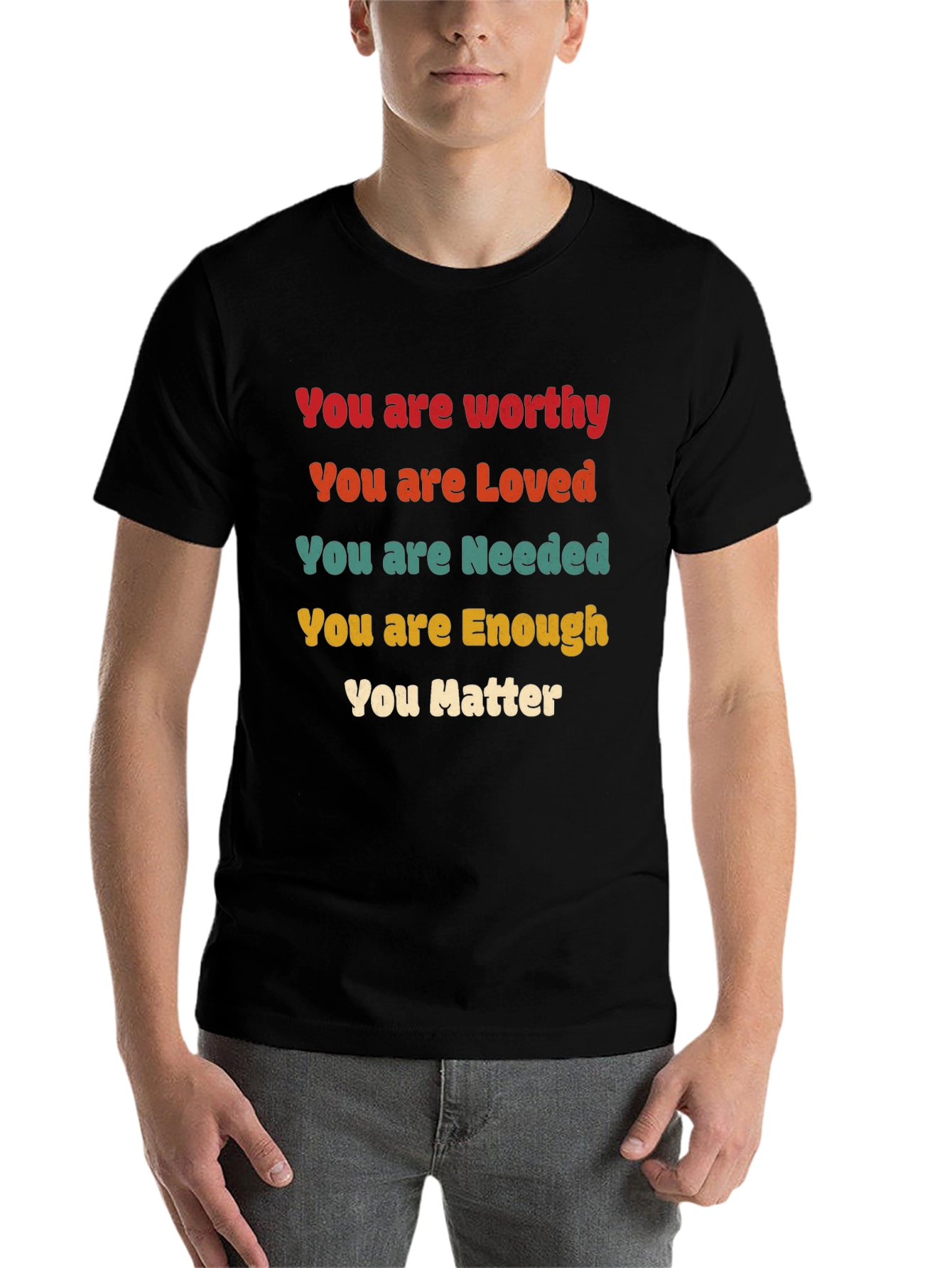 Black Affirmation T-Shirt - You are Enough - Inspirational Tee view 7