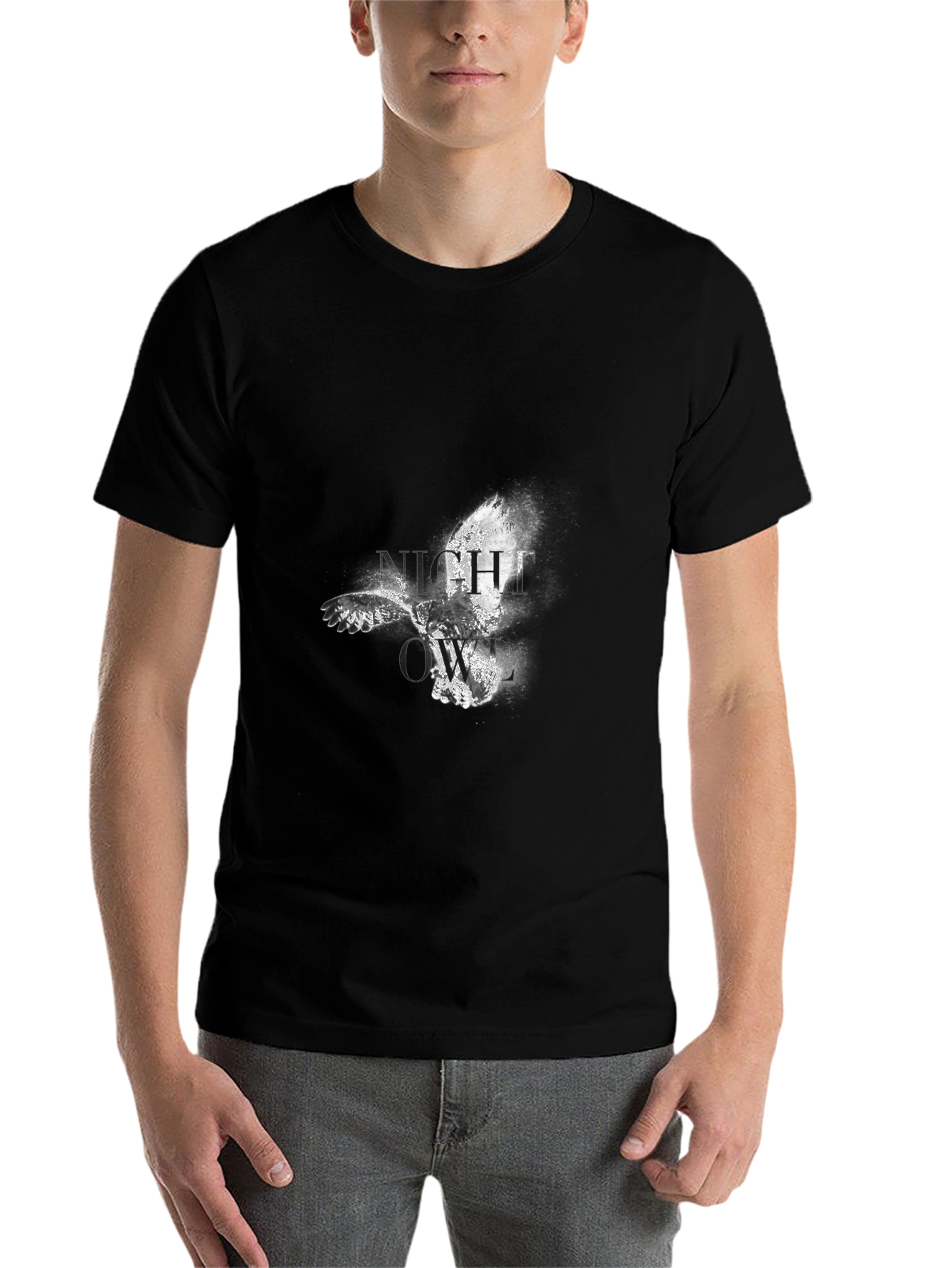 Black Night Owl Graphic Black T-Shirt view 7
