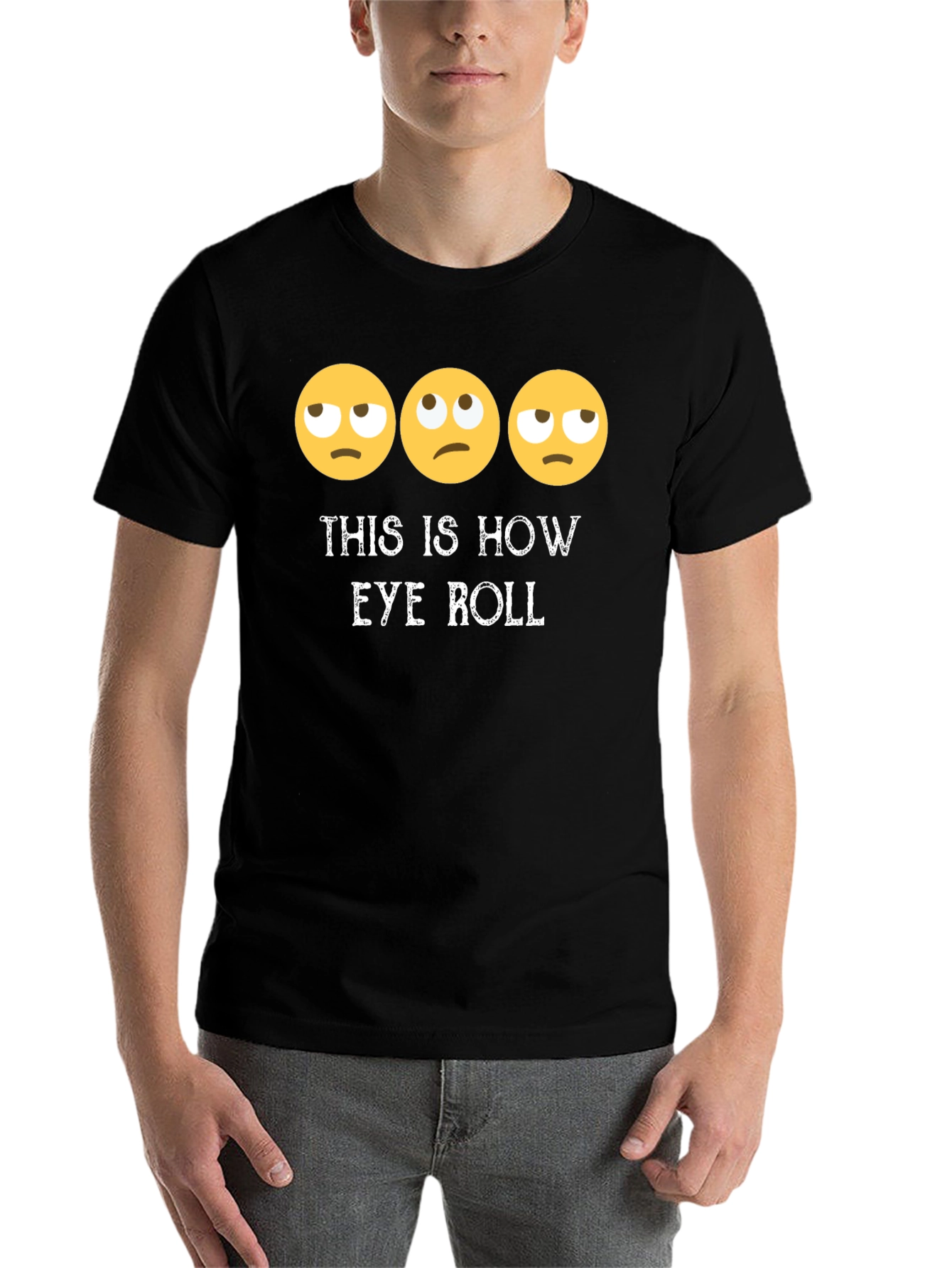 Black Eye Roll Emoji T-Shirt Funny Graphic Tee view 7