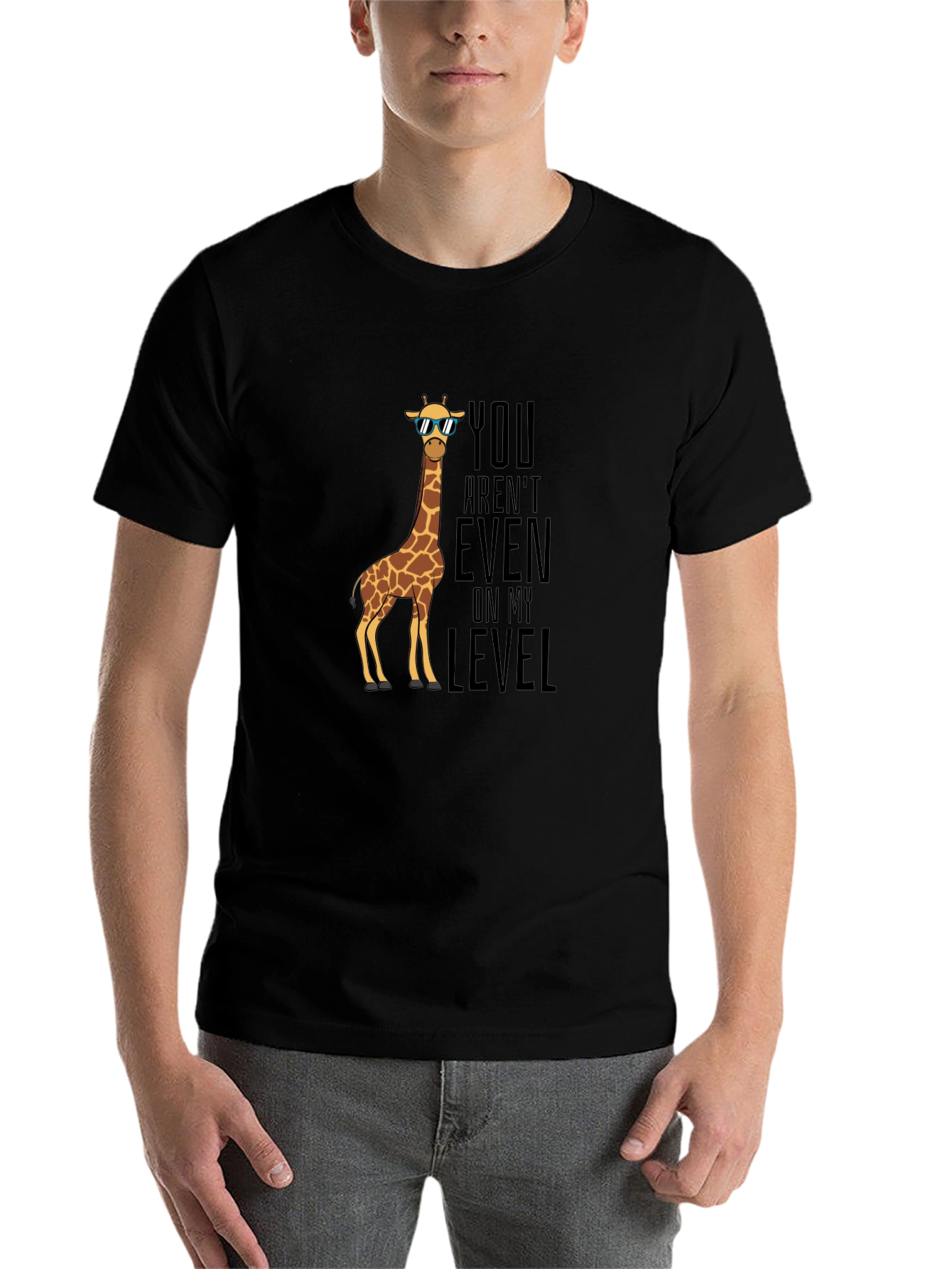 Black Giraffe "Not On My Level" Graphic Tee - Black Cotton view 7