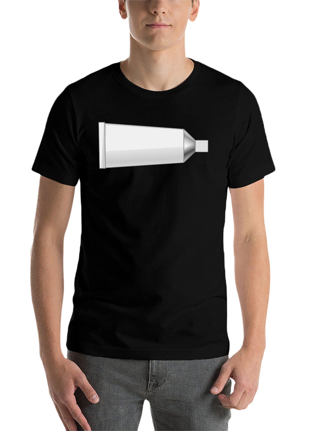 Black Funny Toothpaste Tube Graphic Tee - Black Cotton T-Shirt view 7