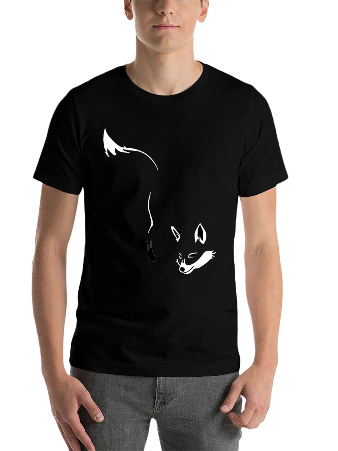 Black Fox Graphic Print Black T-Shirt view 7