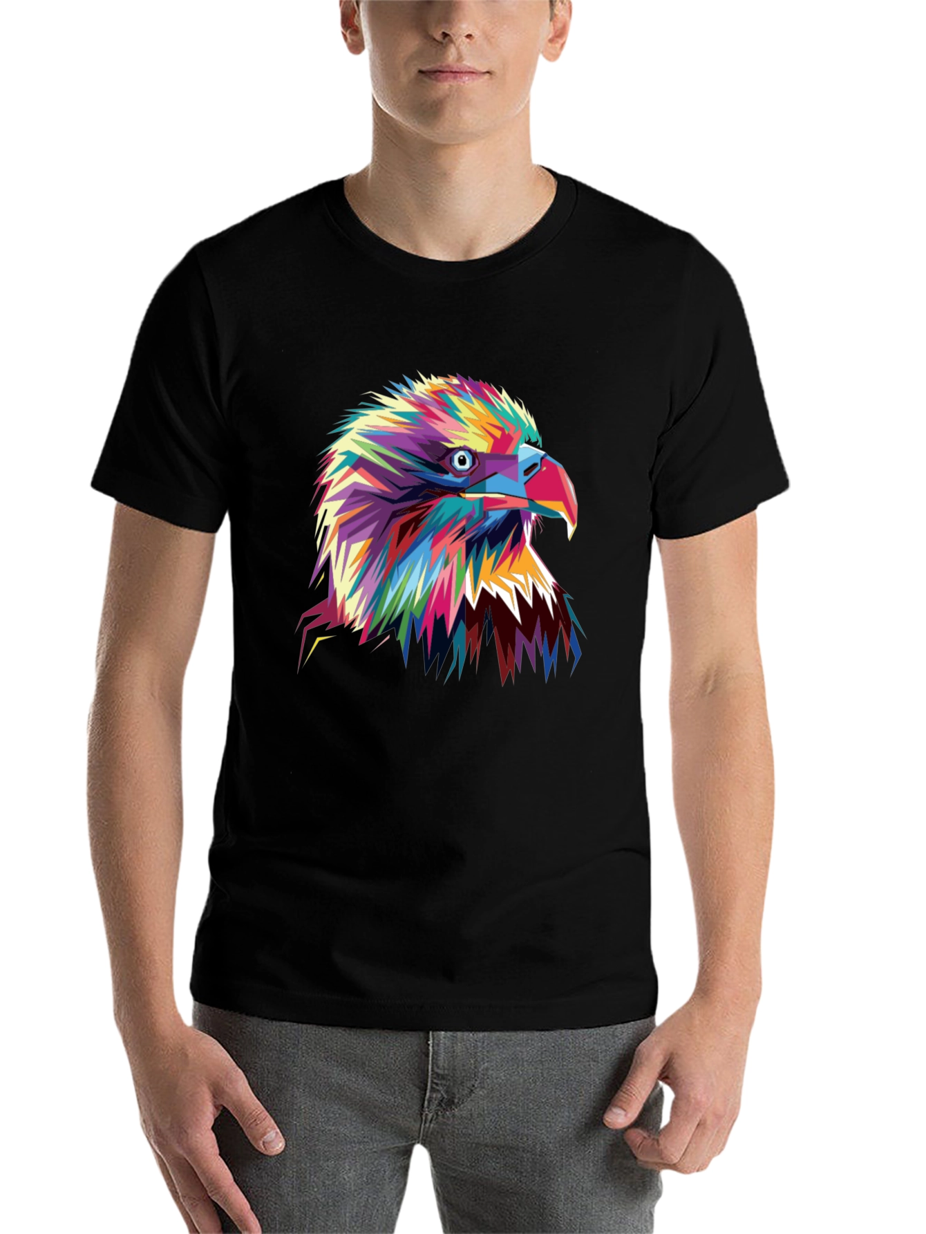 Black Bold Eagle Graphic Tee - Vibrant Colorful Bird T-Shirt view 7