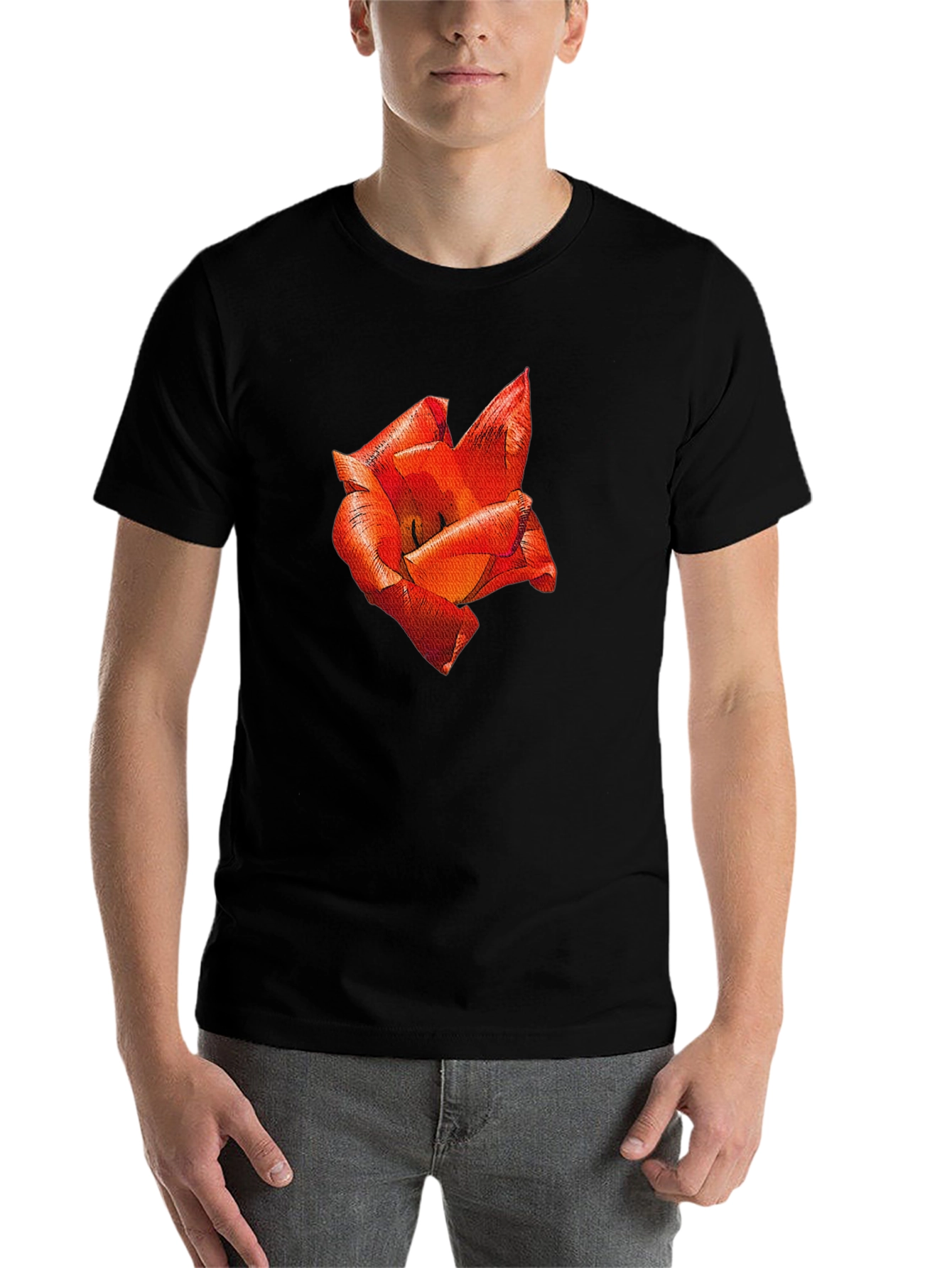 Black Red Floral Print T-Shirt view 7