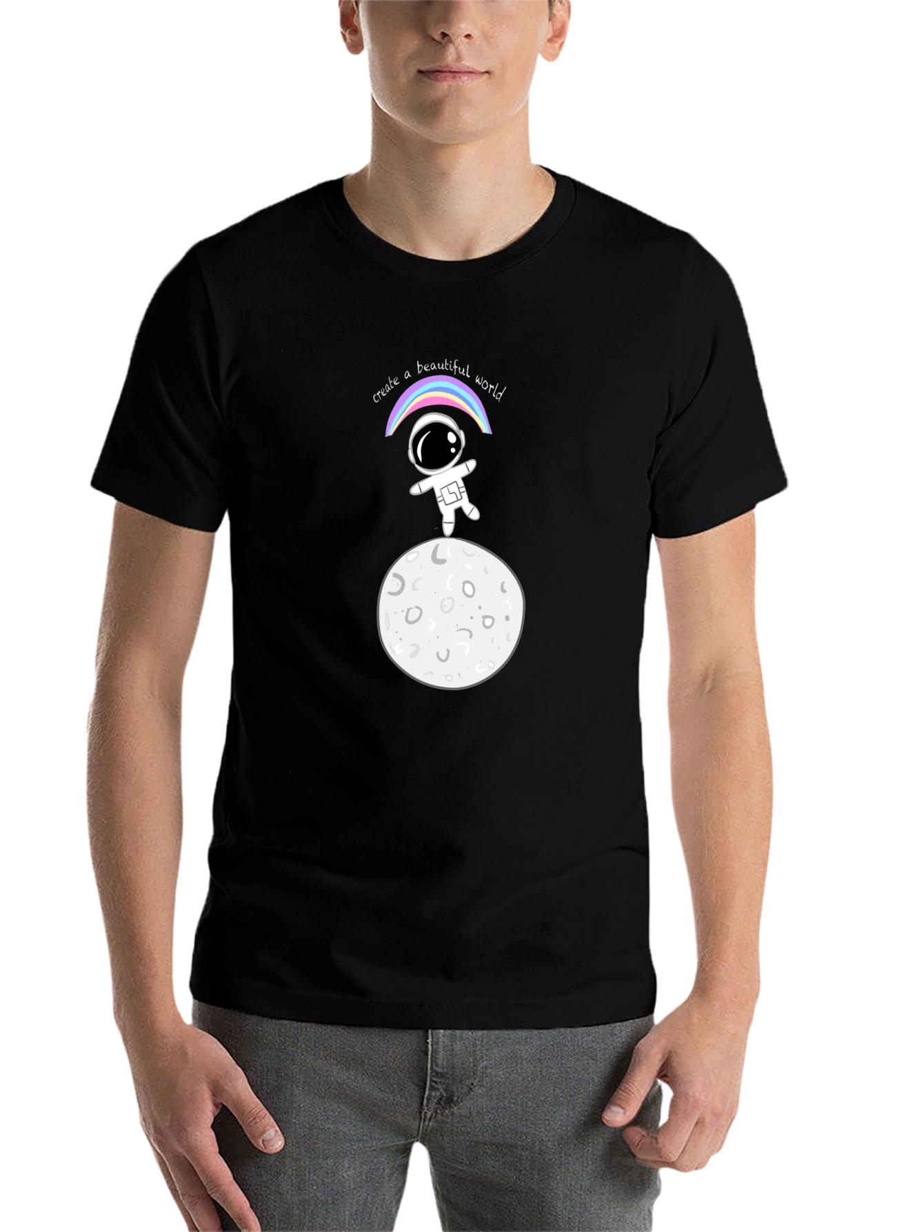 Black Astronaut Moon Landing Graphic Tee - Unisex view 7