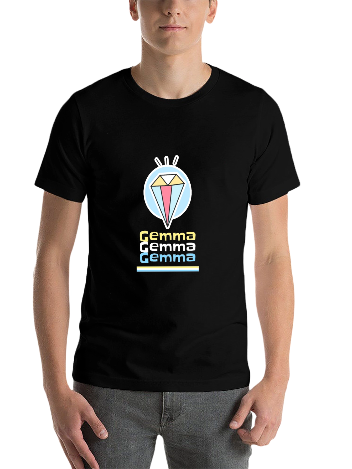 Black Gemma Diamond Graphic T-Shirt - Black view 7