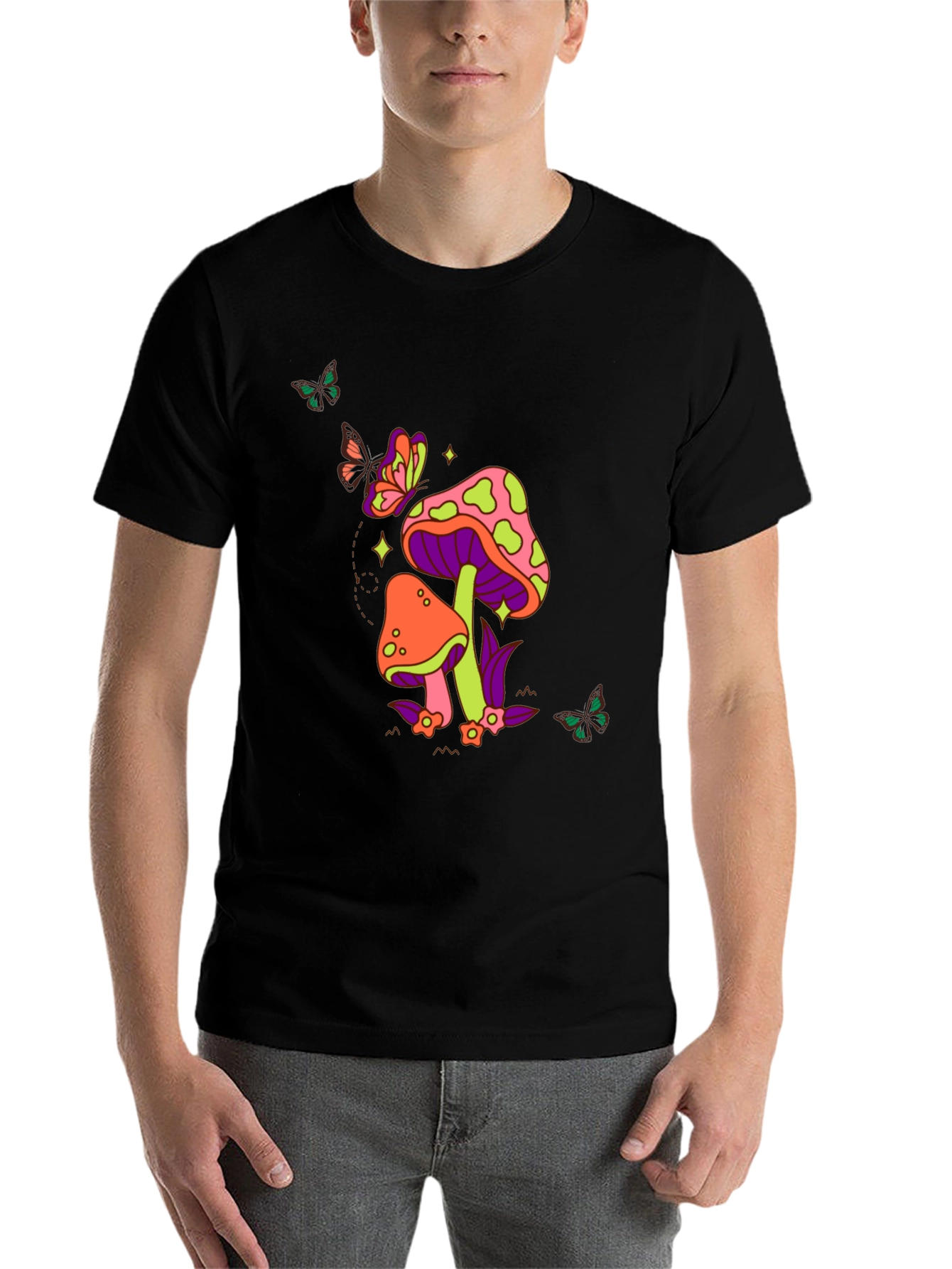 Black Groovy Mushroom T-Shirt view 7