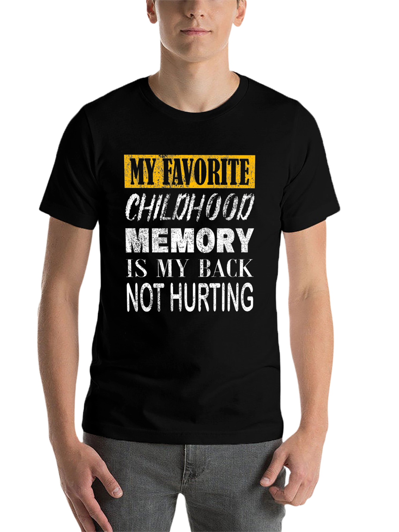 Black Funny Childhood Memory Back Pain T-Shirt view 7