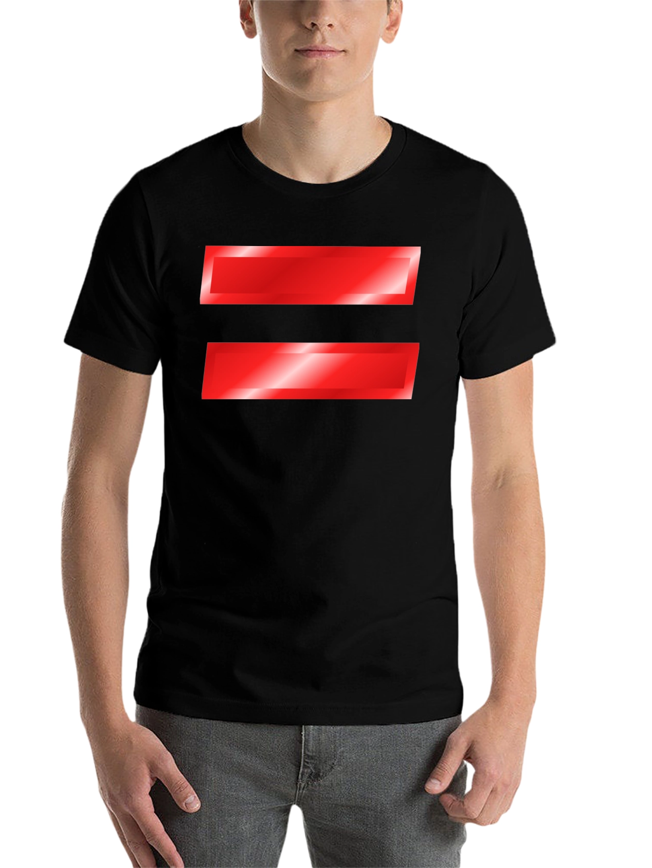 Black Equality Symbol T-Shirt - Bold Red Graphic Tee view 7