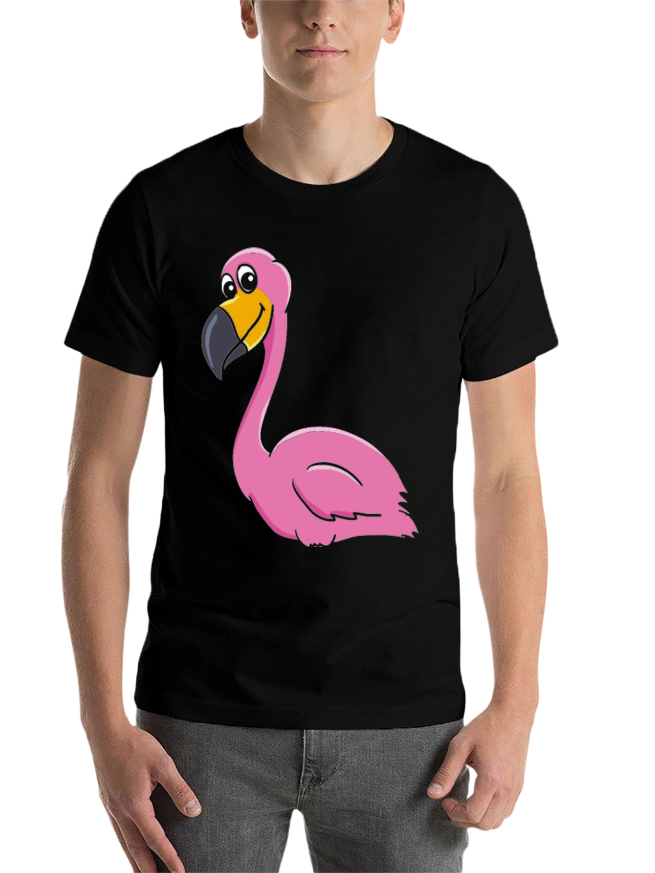 Black Funny Flamingo Graphic Print Tee view 7