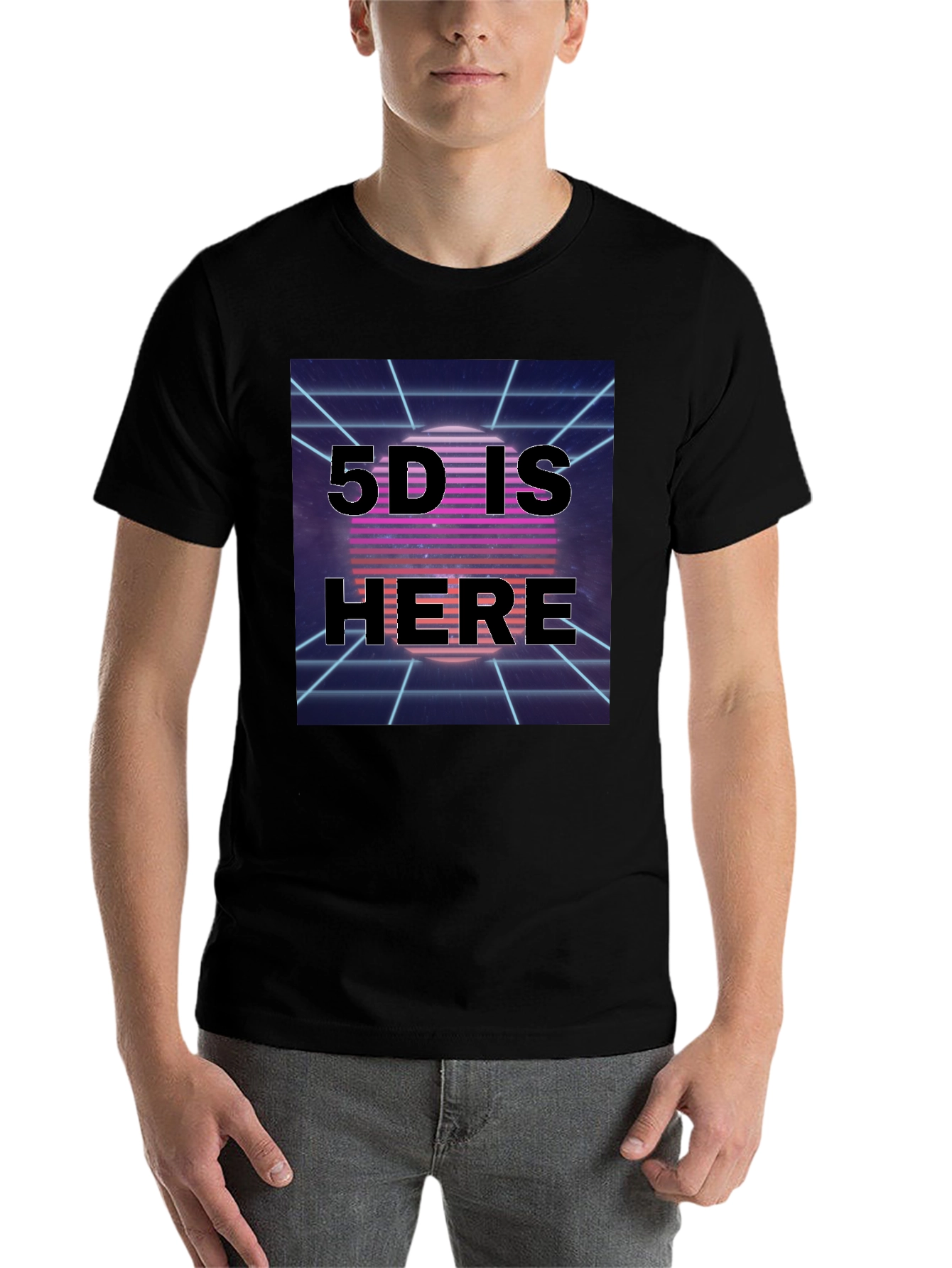 Black Retro 5D Is Here Graphic Tee view 7
