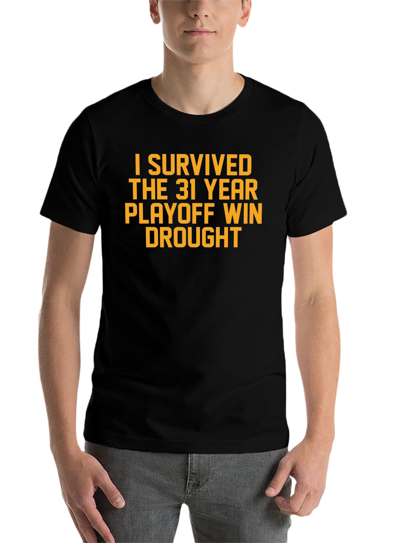 Black I Survived the Playoff Win Drought T-Shirt view 7
