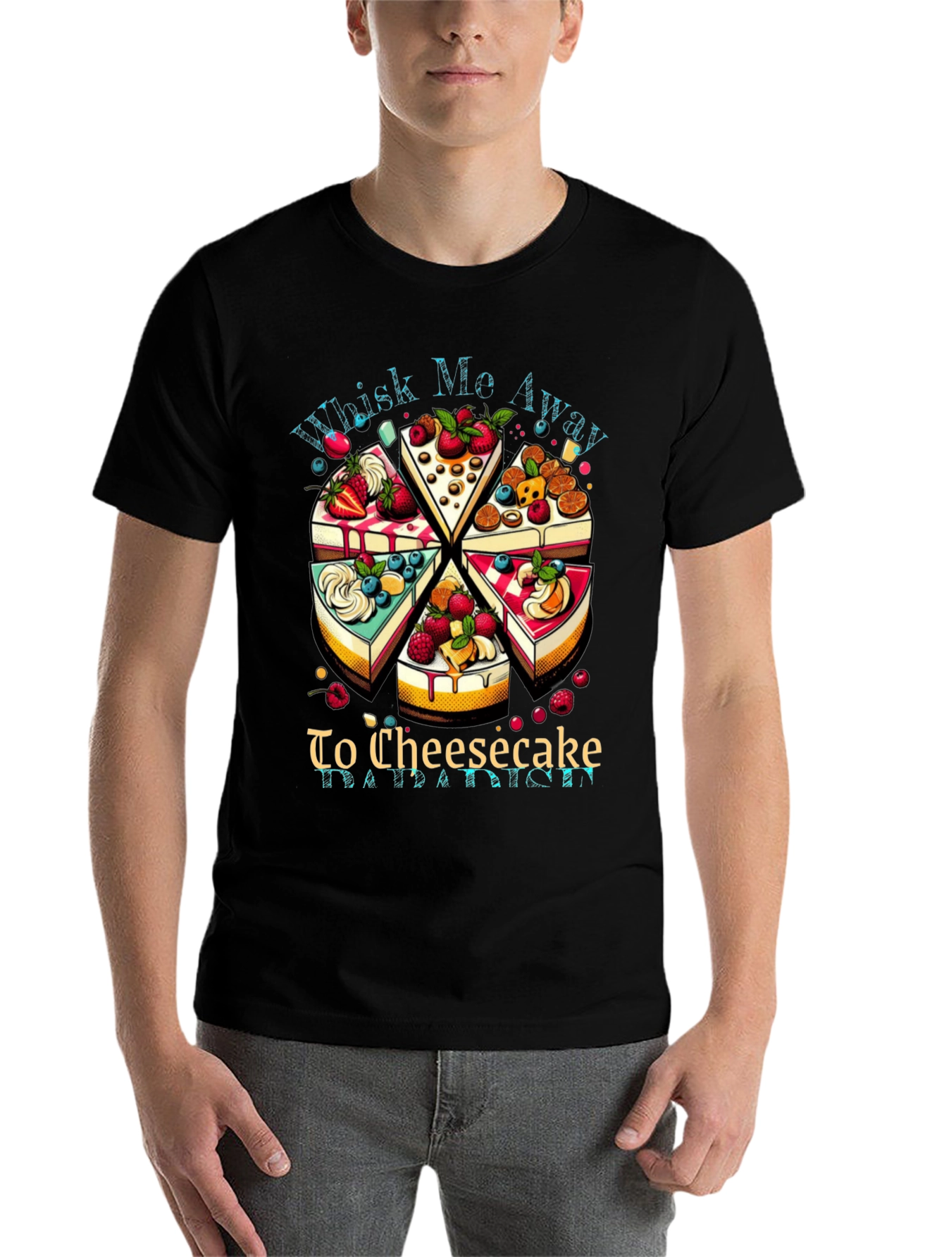 Black Whisk Me Away Cheesecake T-Shirt view 7
