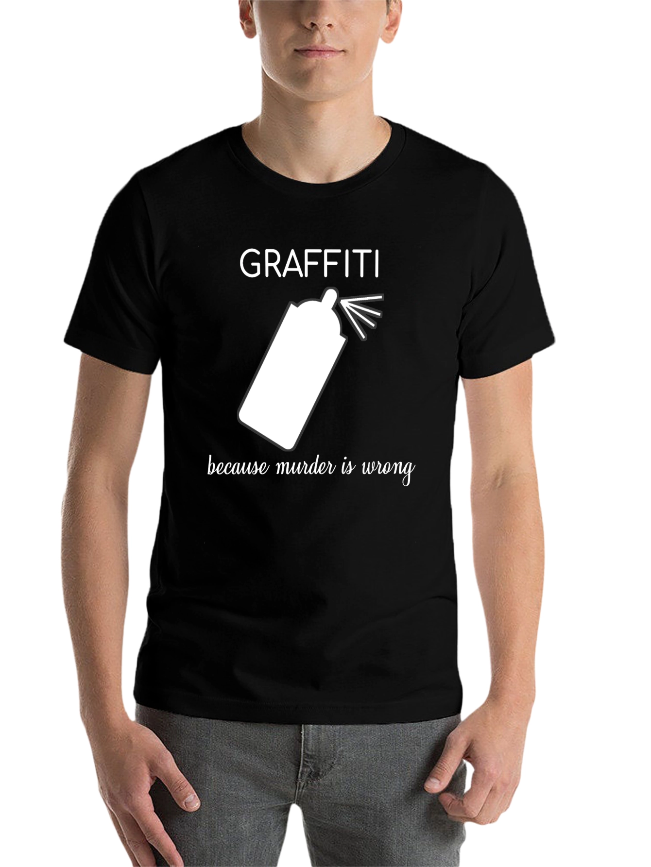 Black Graffiti T-Shirt - Because Murder Is Wrong view 7