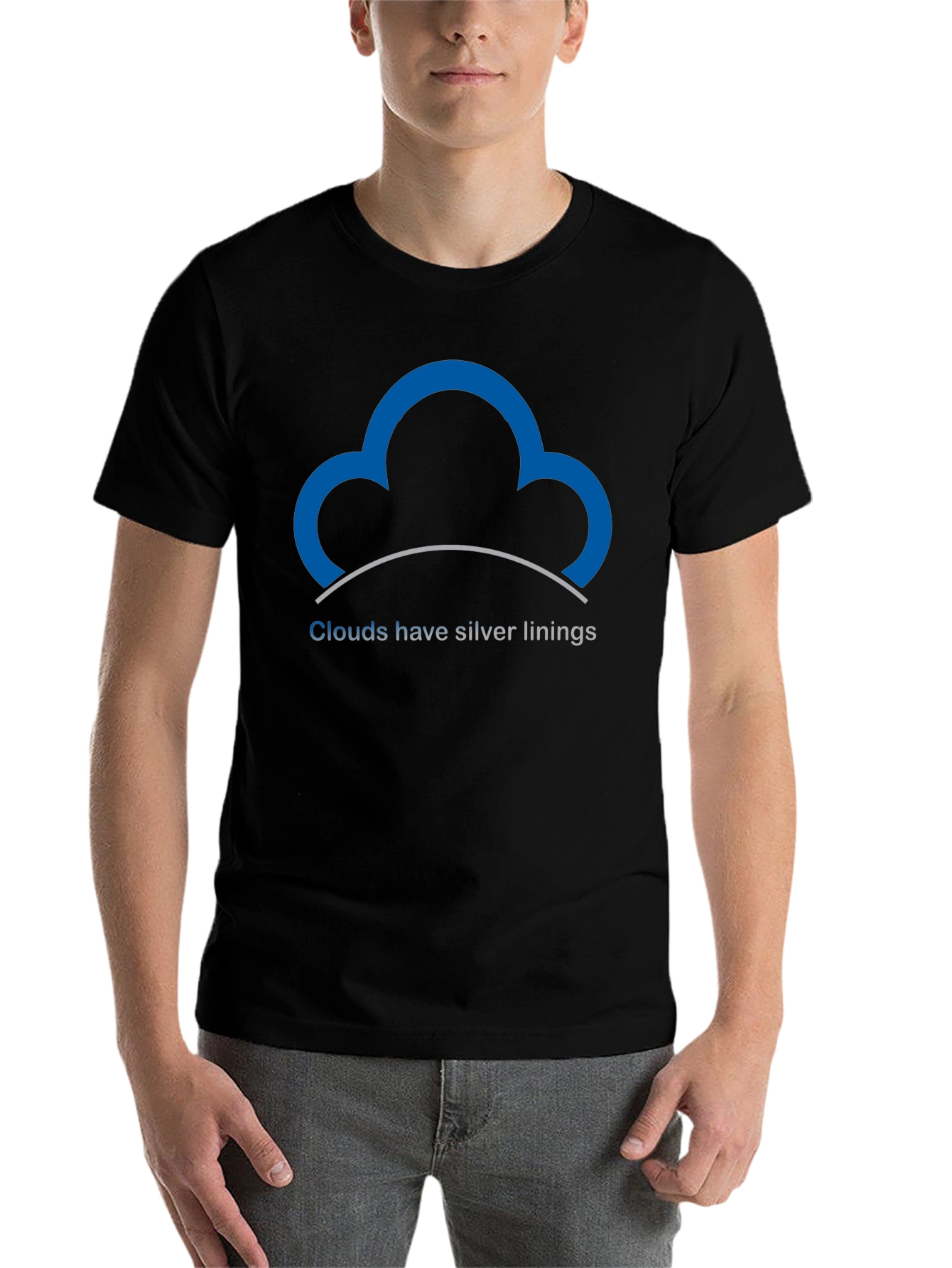 Black Optimistic Cloud T-Shirt - Silver Linings view 7