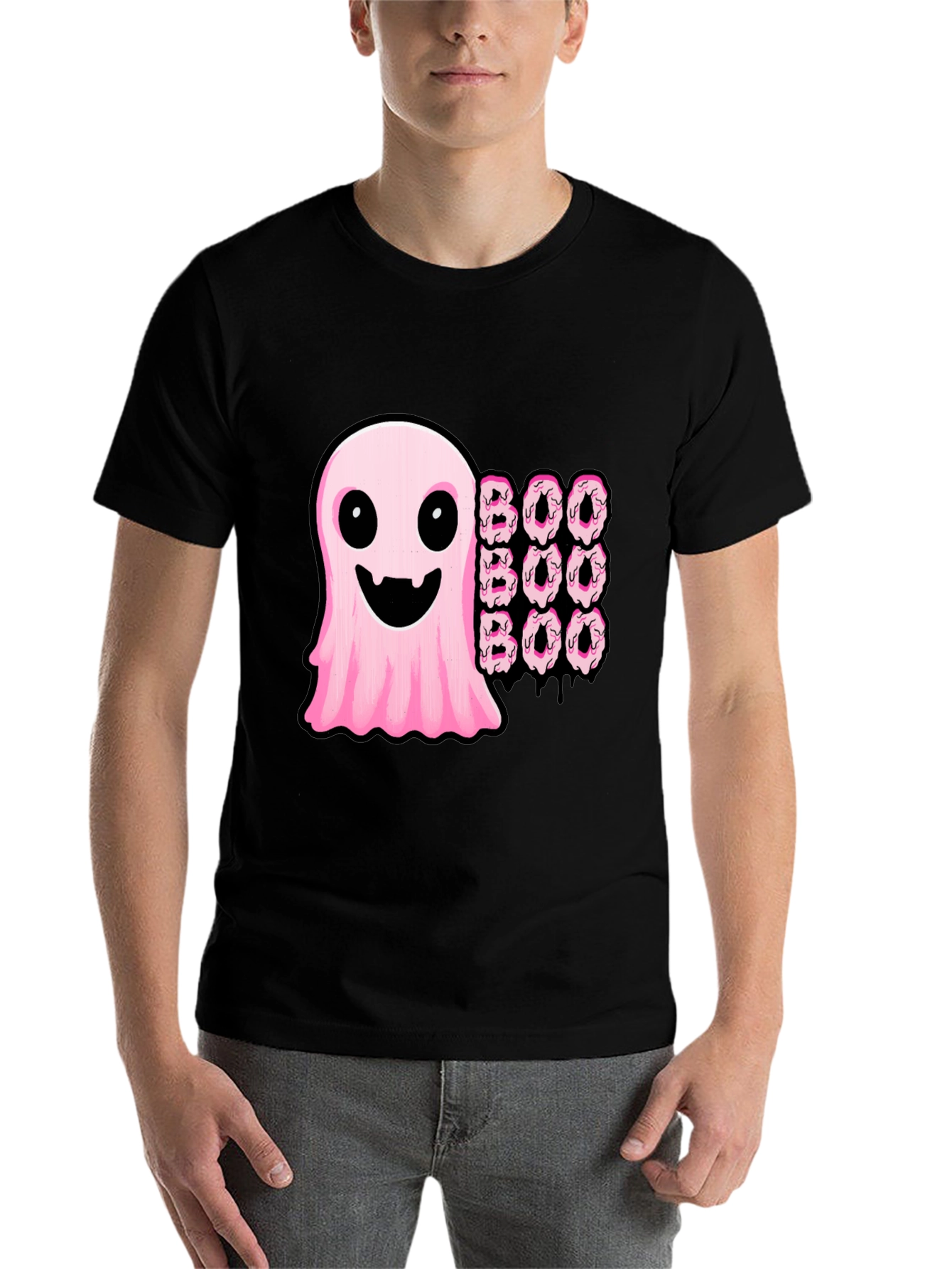 Black Boo Ghost Donut Halloween Graphic T-Shirt view 7