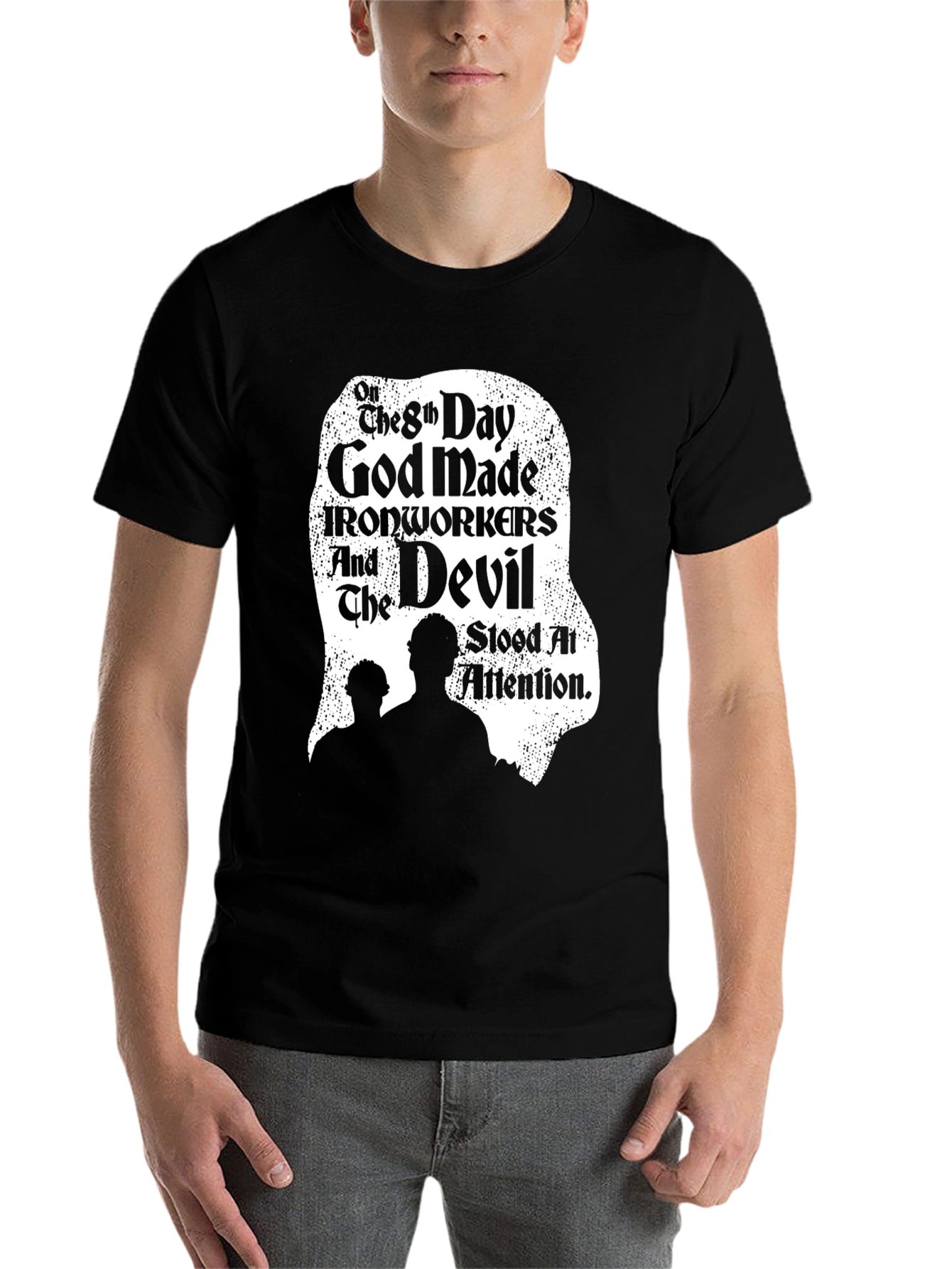 Black Ironworkers & Devil Black T-Shirt view 7