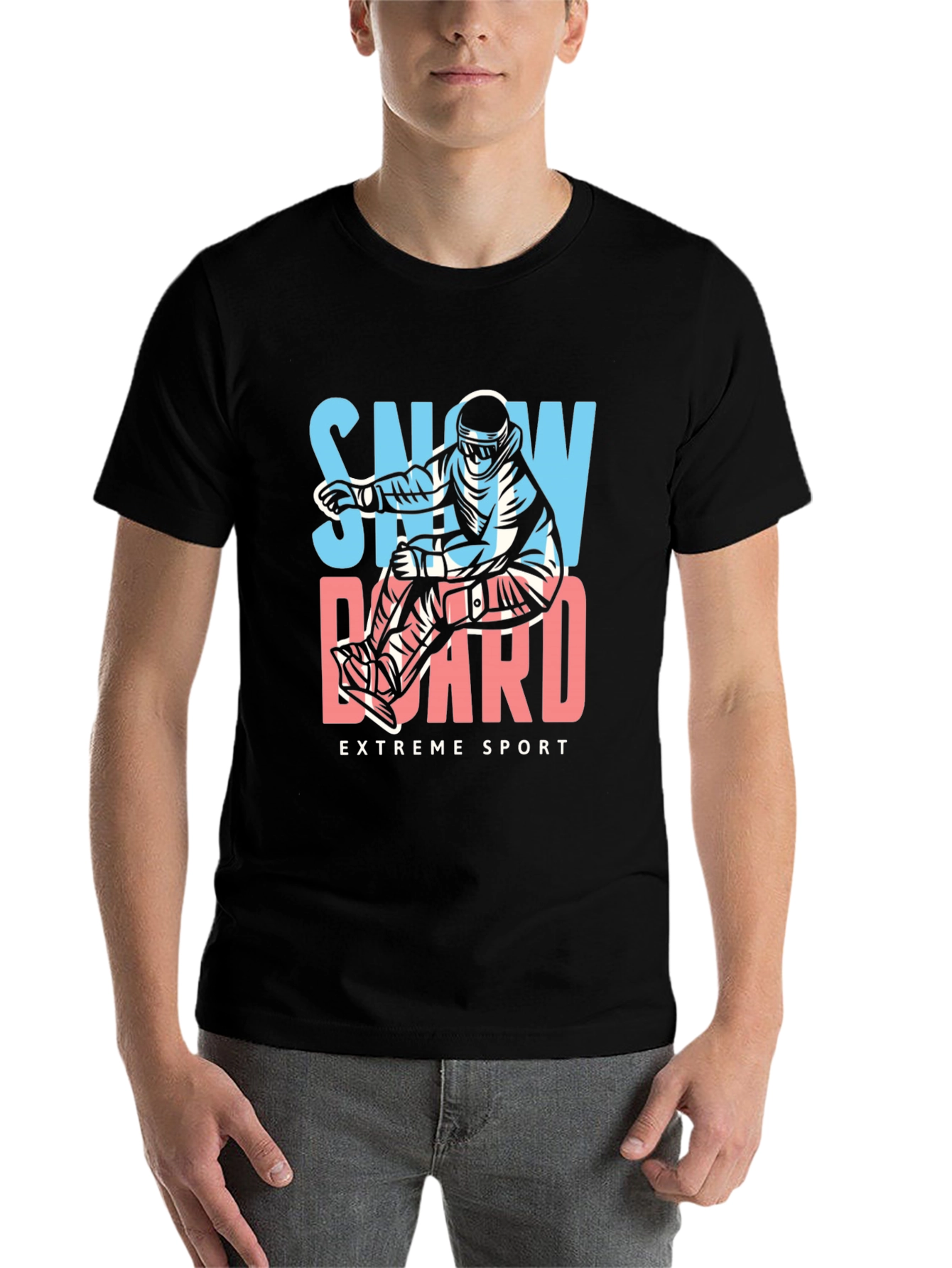 Black Snowboard Extreme Sport Graphic Tee view 7