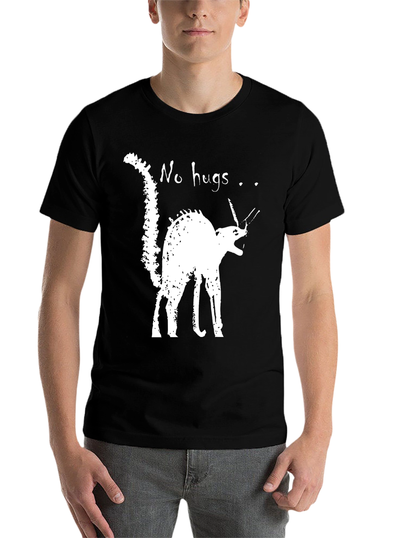 Black Grumpy Cat 'No Hugs' Graphic Tee view 7