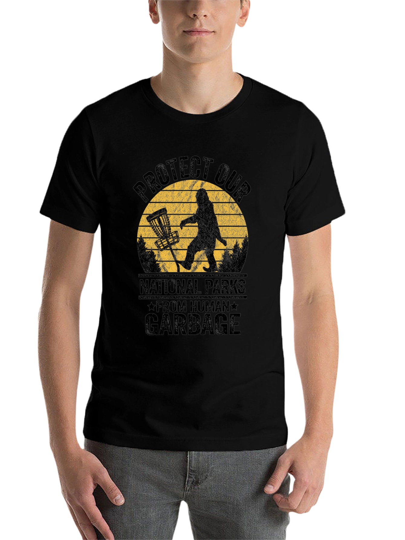 Black Protect Parks T-Shirt - Bigfoot Design view 7