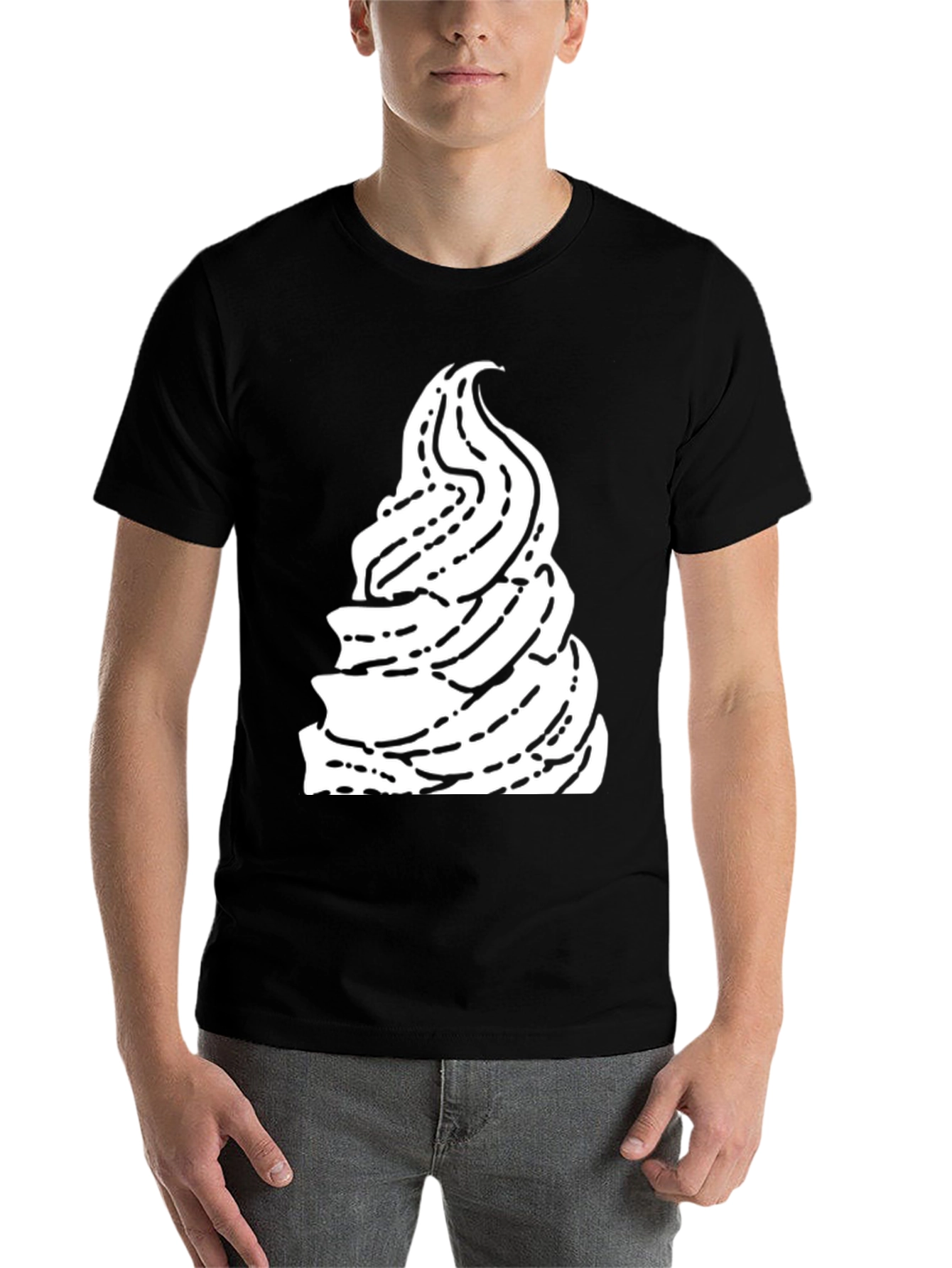 Black Black T-Shirt with Ice Cream Swirl Graphic view 7