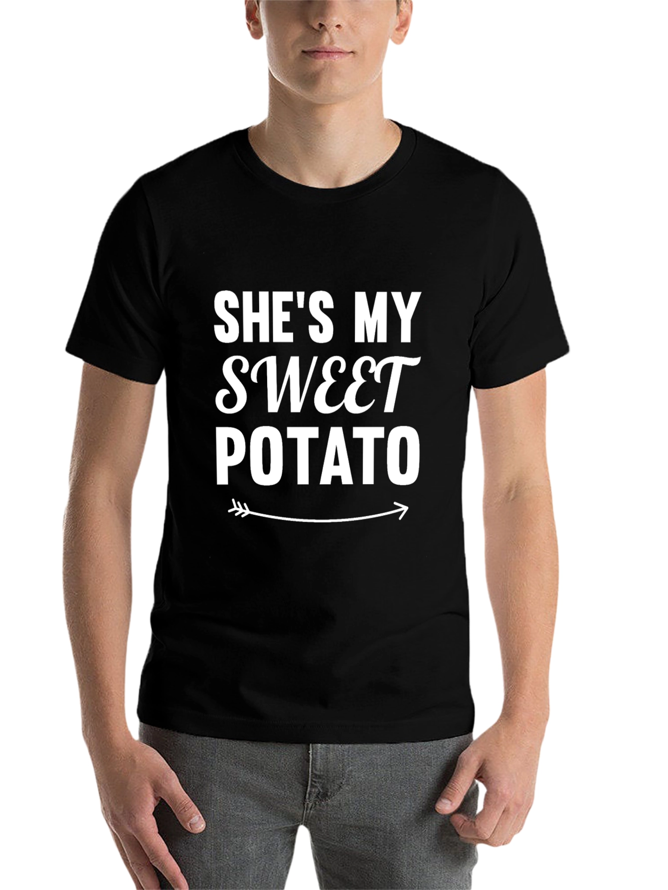 Black She's My Sweet Potato T-Shirt - Funny Couple Matching Tee view 7