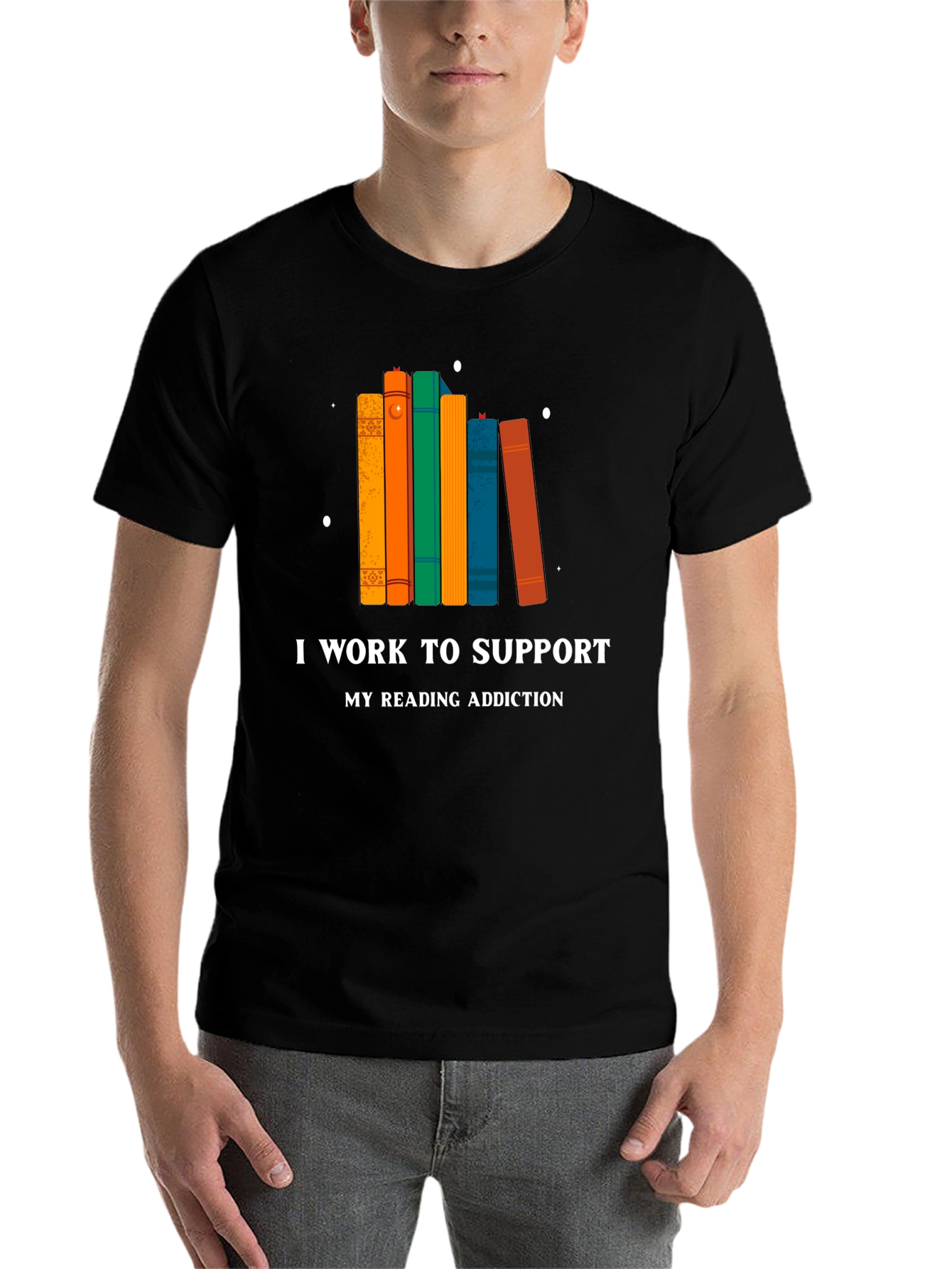 Black Reading Addiction T-Shirt - Black view 7