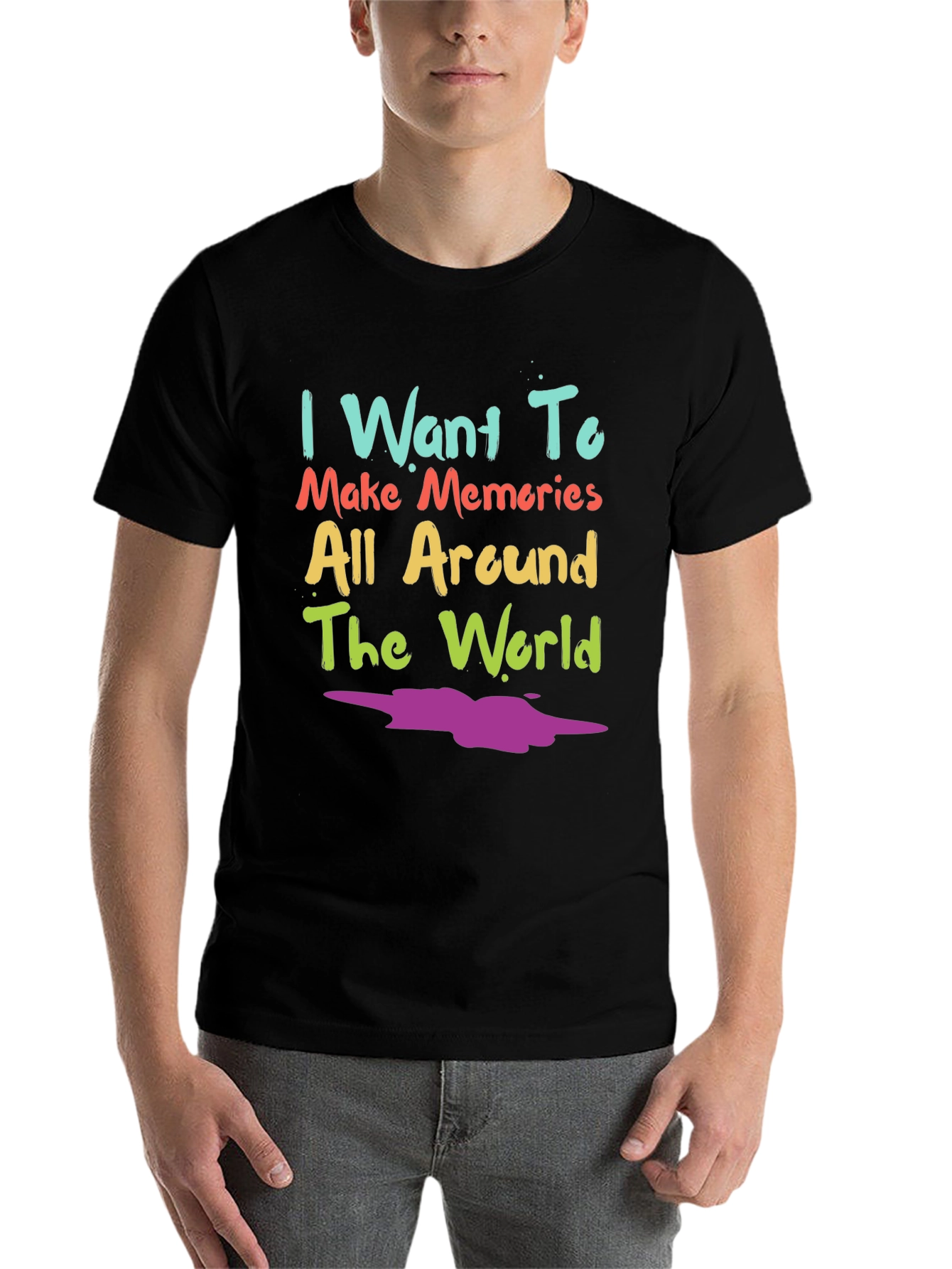 Black Colorful Travel Memories T-Shirt view 7