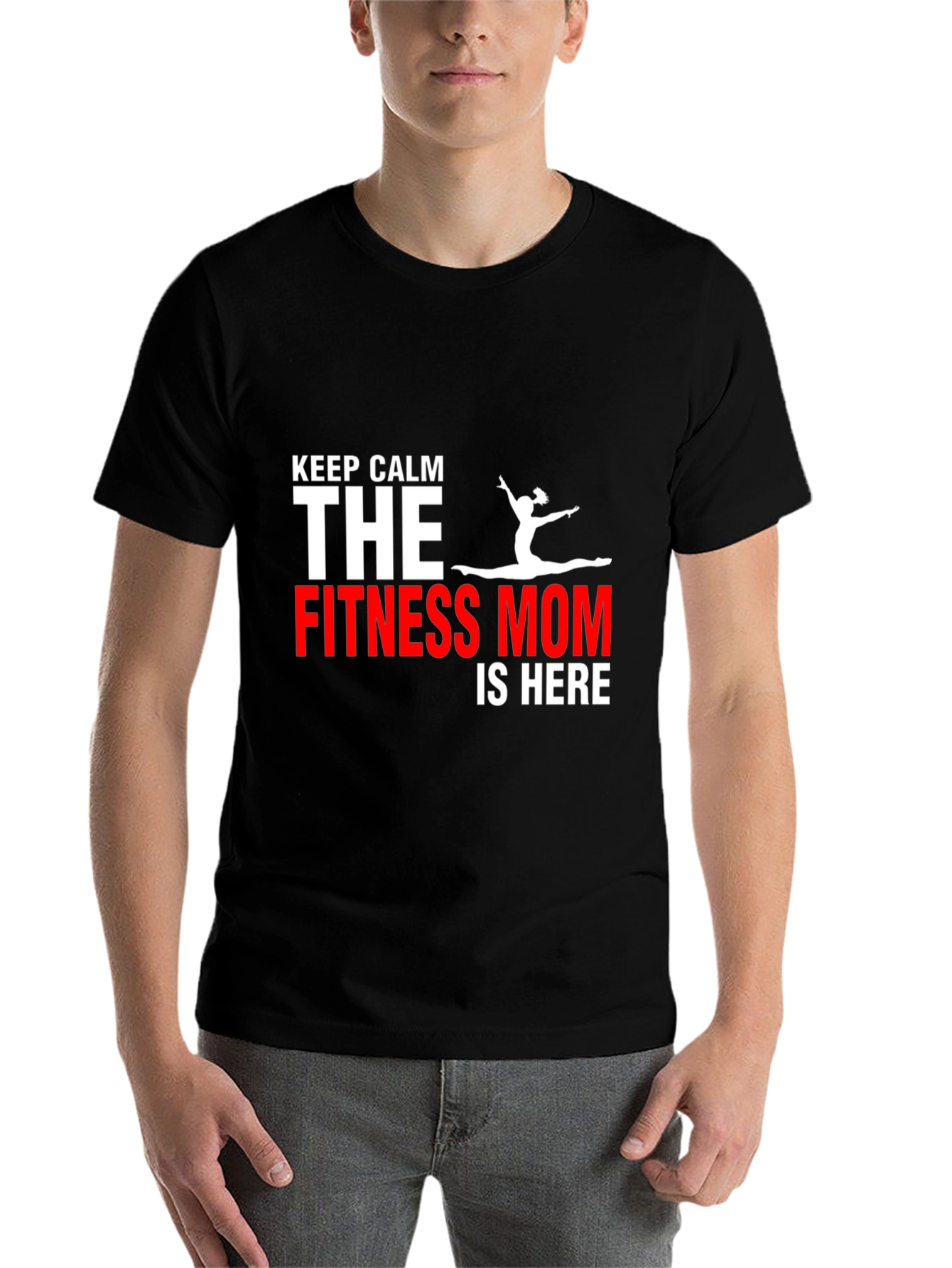 Black Fitness Mom T-Shirt - Keep Calm Gym Motivation view 7
