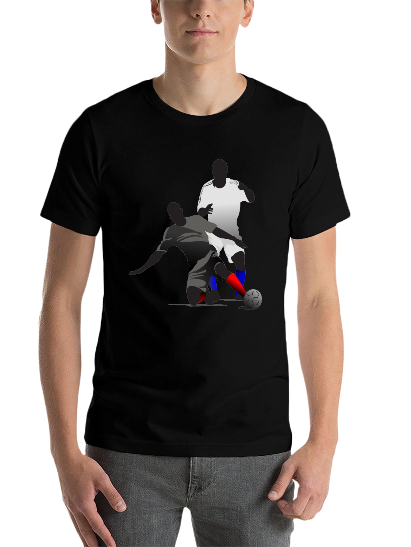 Black Soccer Graphic Tee - Black Cotton Blend T-Shirt view 7