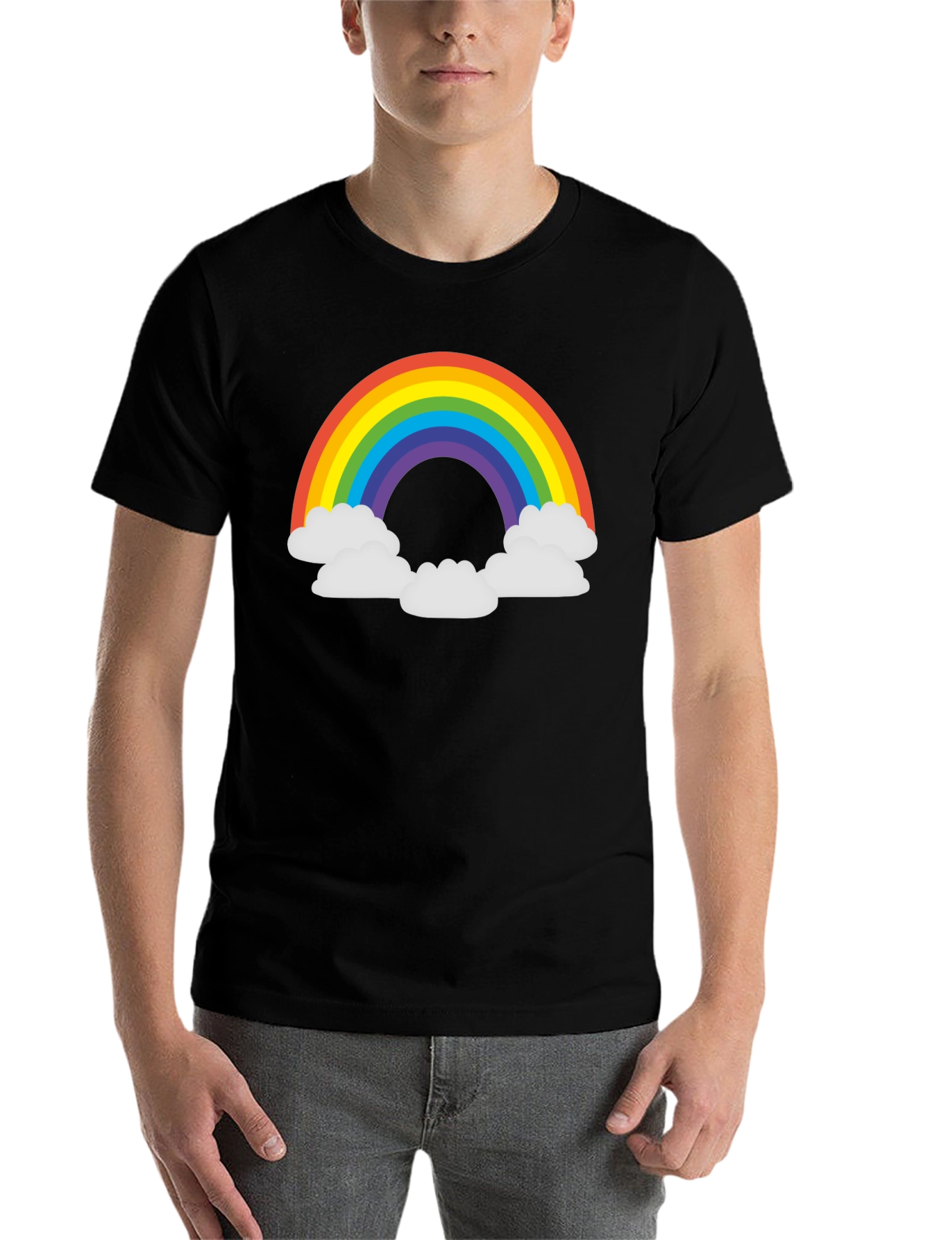 Black Rainbow Cloud T-Shirt - Black Graphic Tee view 7