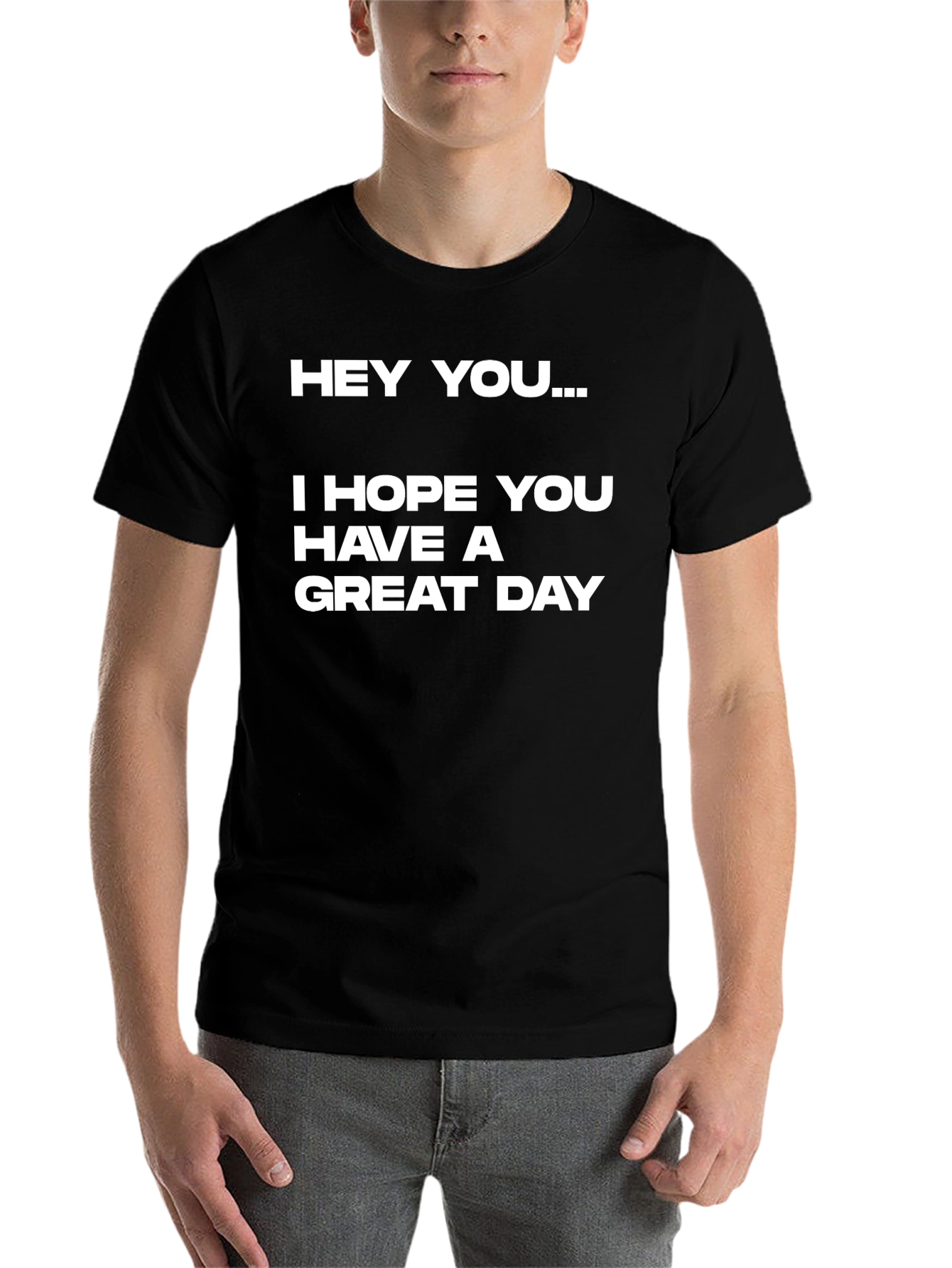 Black Hey You! Graphic Print Tee view 7