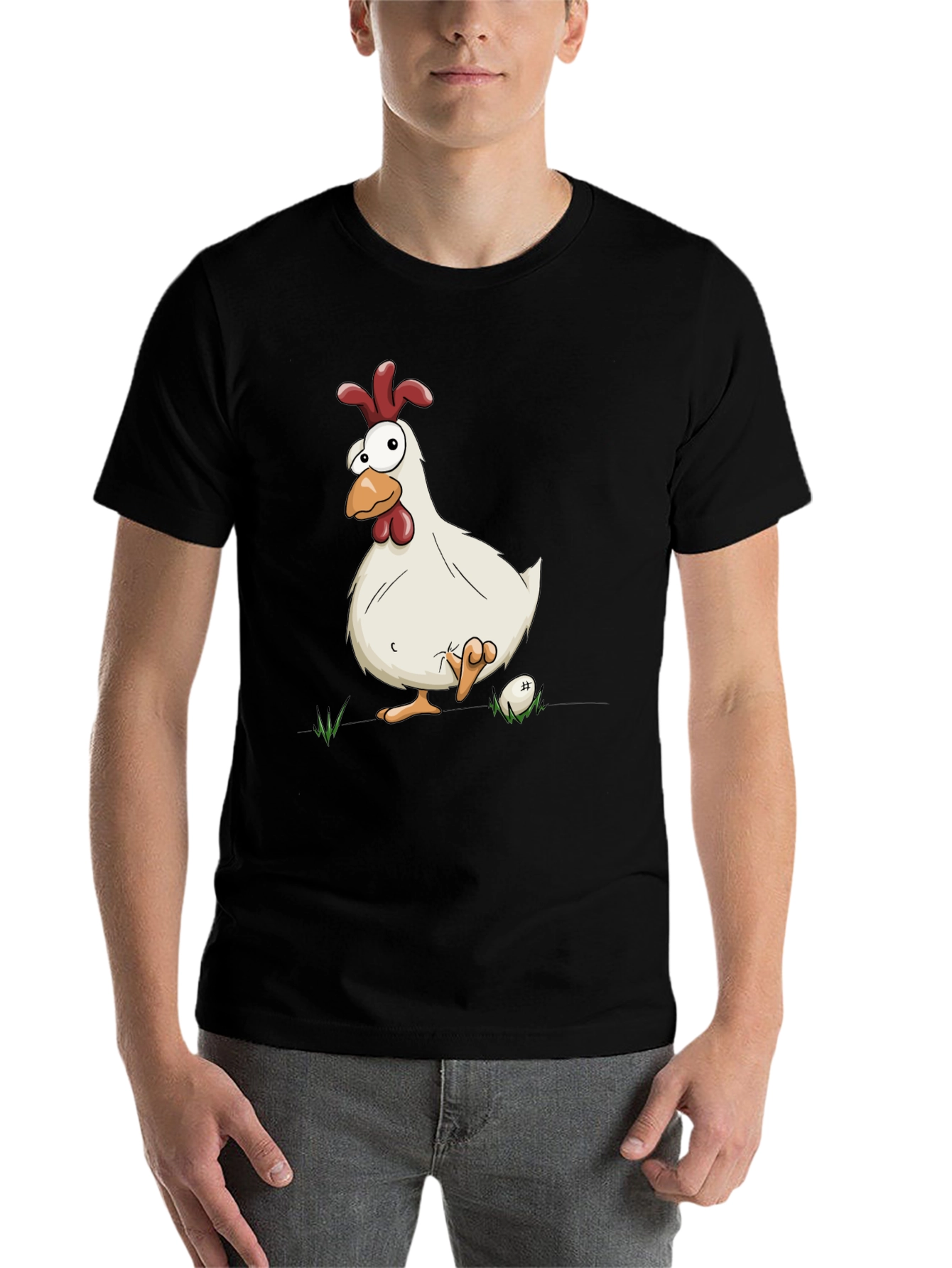 Black Funny Chicken Graphic Black T-Shirt view 7