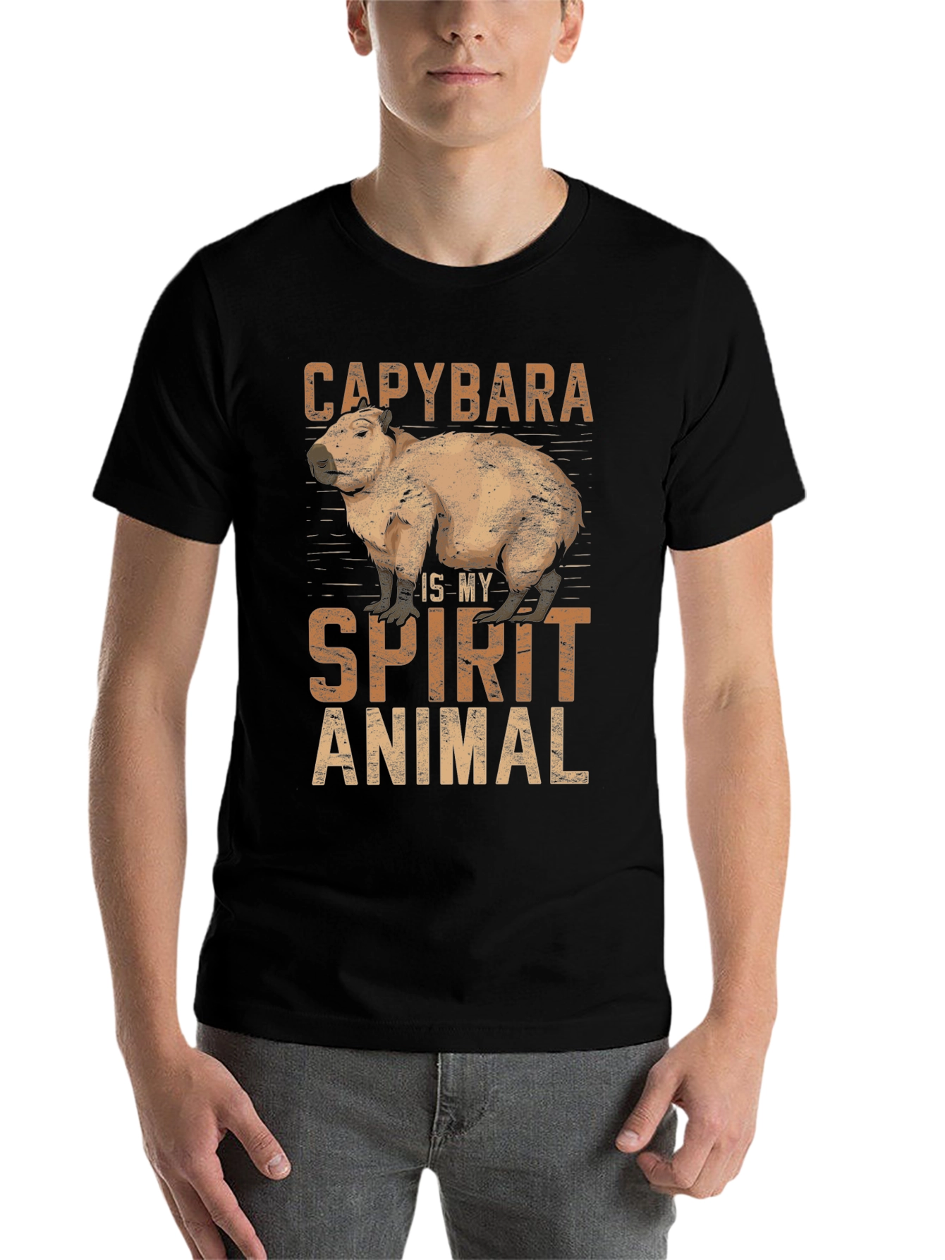 Black Capybara Spirit Animal Graphic T-Shirt - Unisex view 7