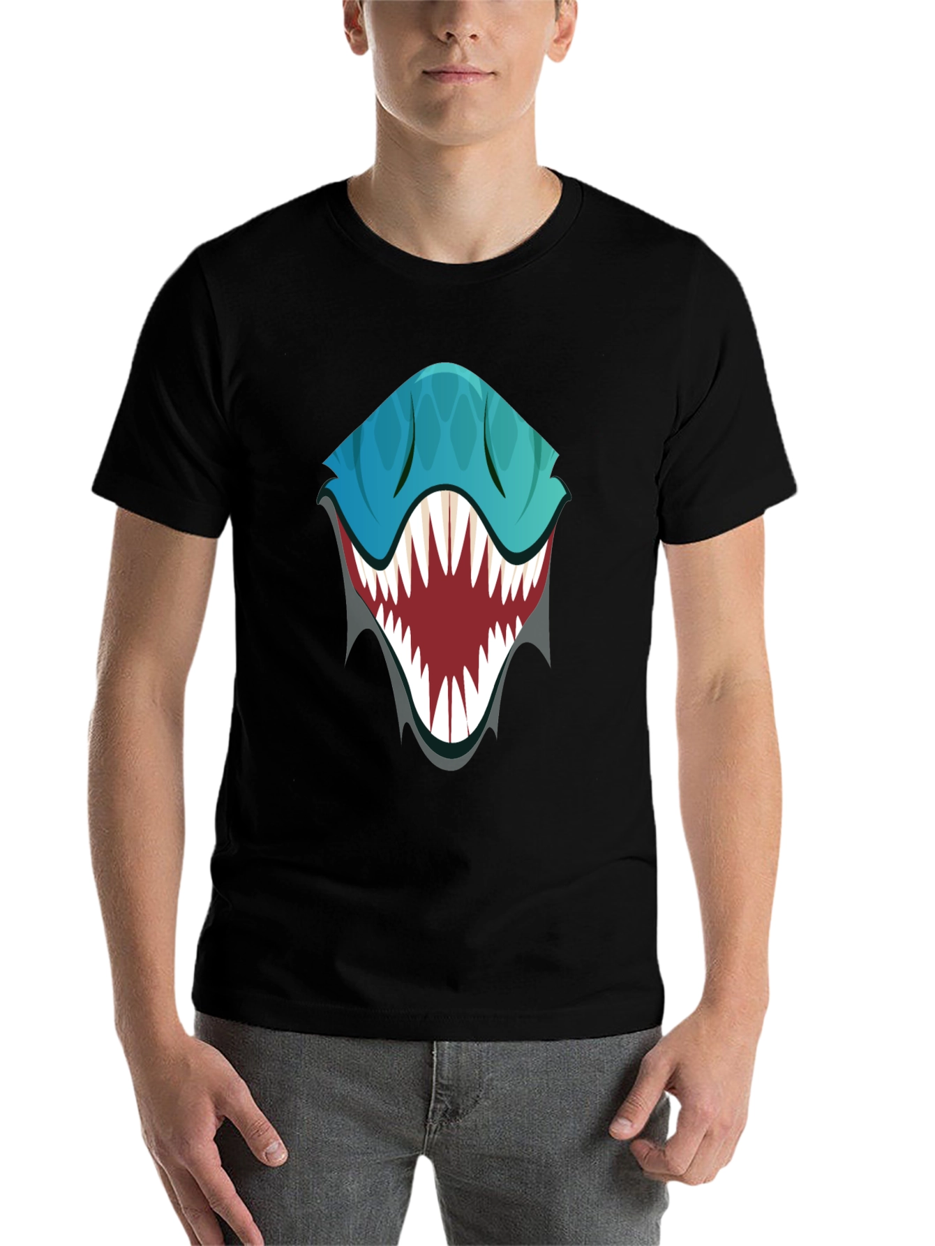 Black Monster Mouth Graphic Tee - Black view 7