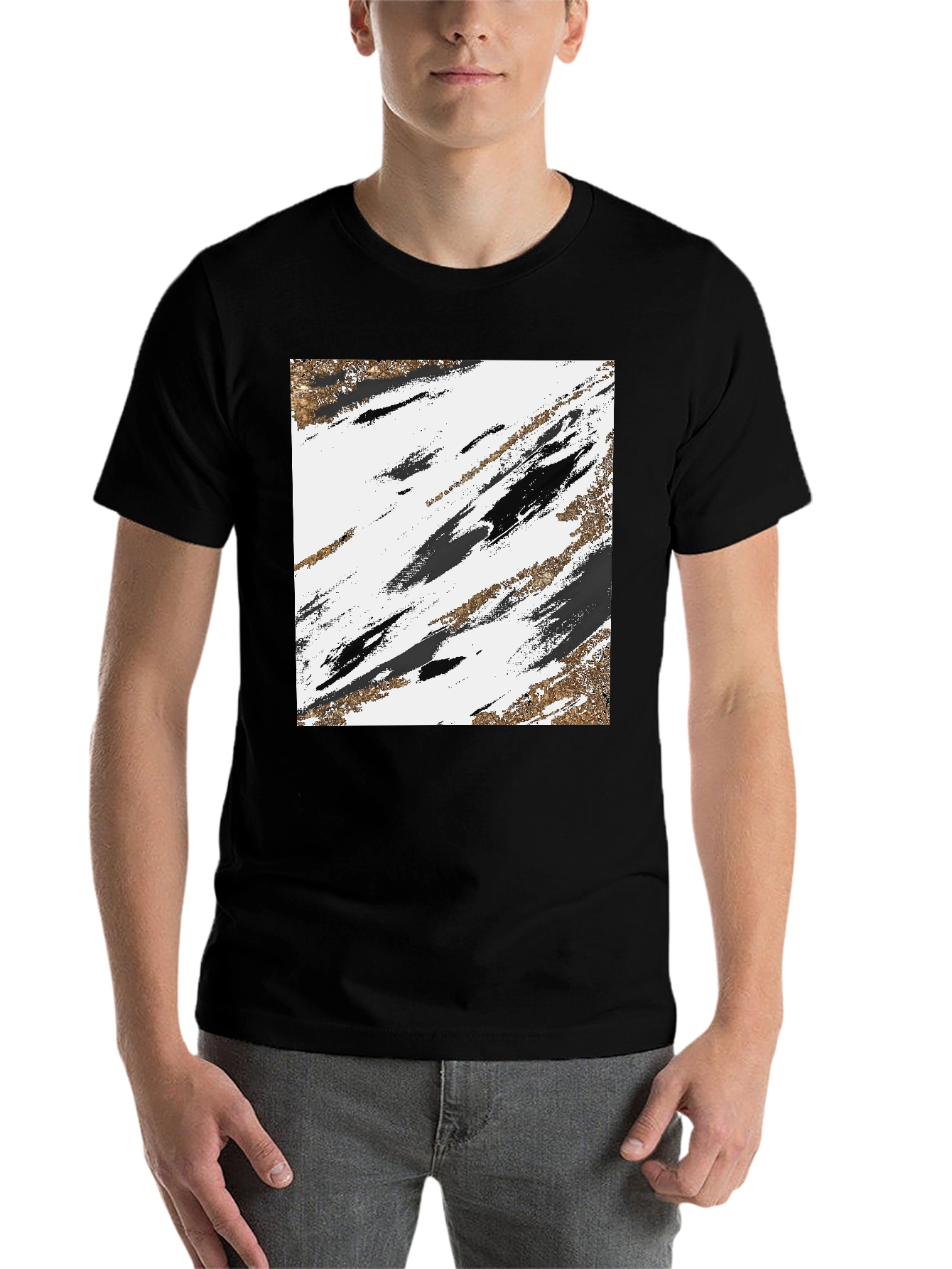 Black Abstract Art Graphic Tee - Black view 7