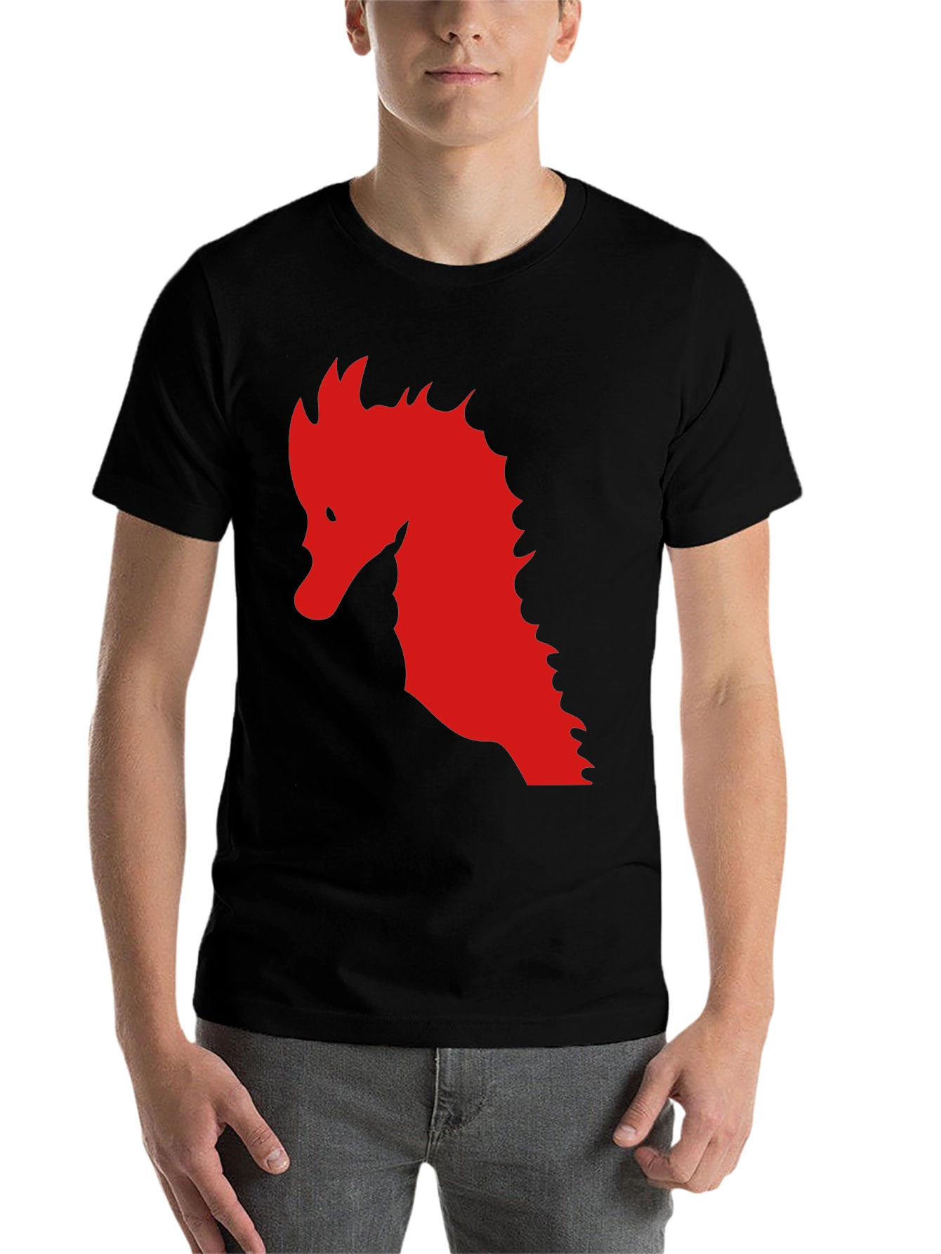 Black Red Dragon Silhouette Graphic Black T-Shirt view 7