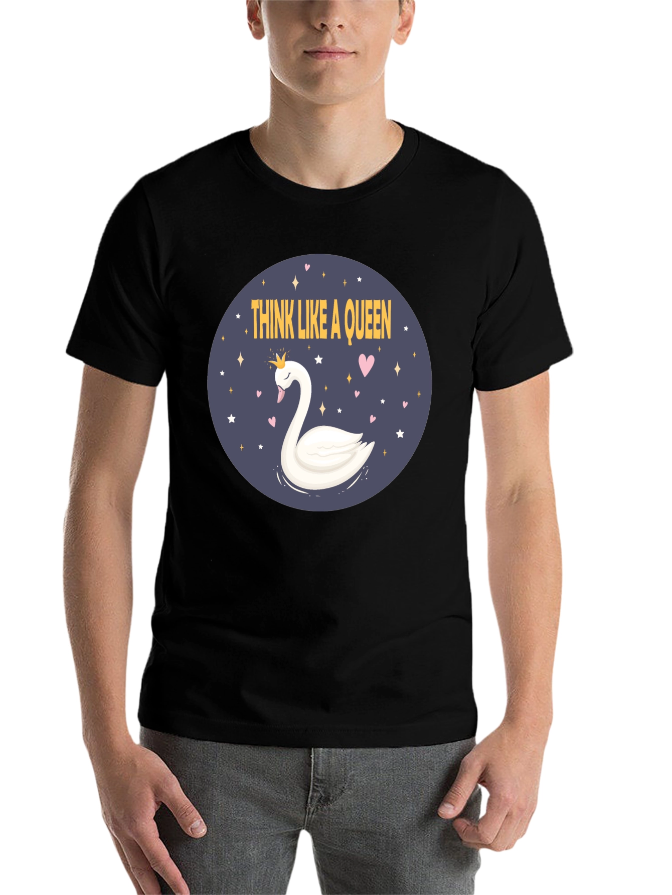 Black Think Like A Queen Swan Graphic Tee view 7