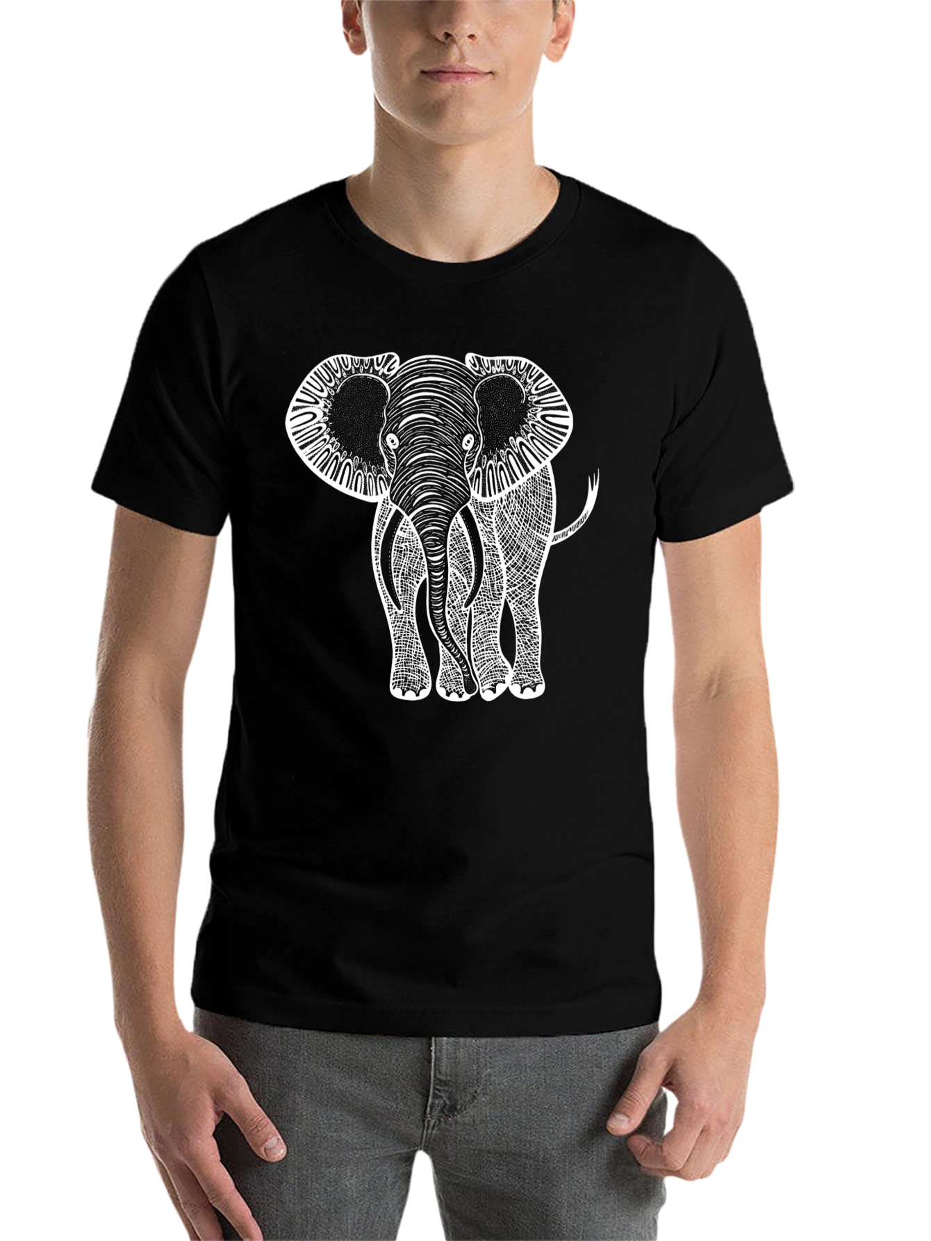 Black Elephant Graphic Black T-Shirt view 7