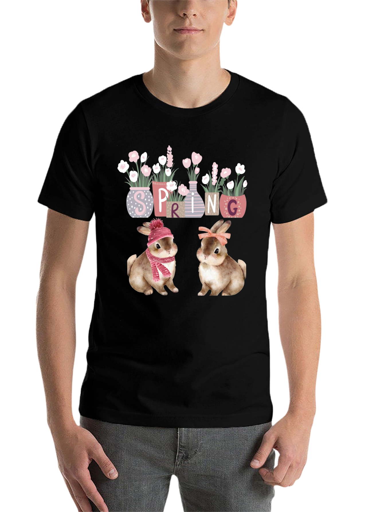 Black Spring Bunnies T-Shirt view 7